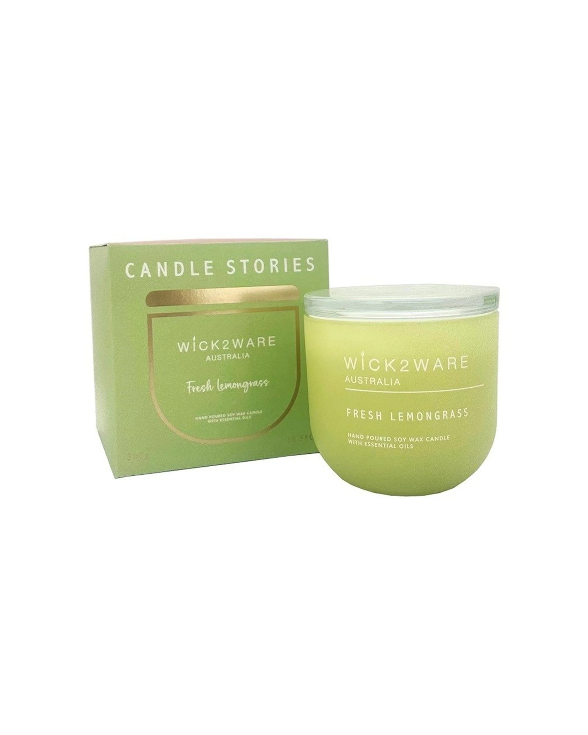 1 Wick2Ware Soy Scented Candle Jar Home Fragrance Fresh Lemongrass 300g - Green, 1 of 1