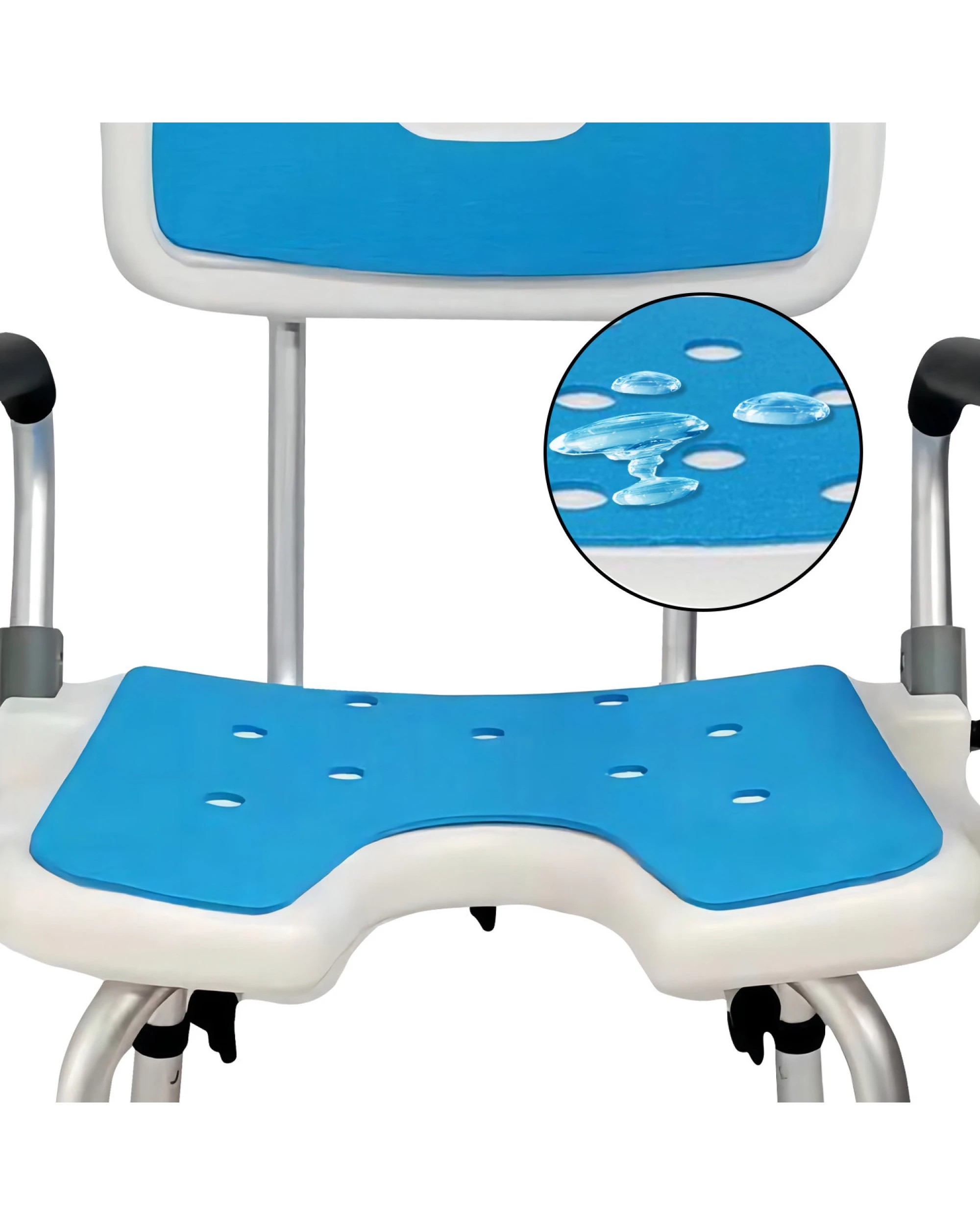 6 Orthonica Shower Chair with Adjustable Armrests Bathroom Aid Bath Tub Stool Seat - Blue, 6 of 9