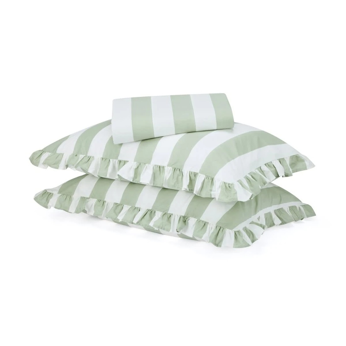 1 250 Thread Count Cotton Ruffle Sheet Set - Queen Bed, Sage, 1 of 7