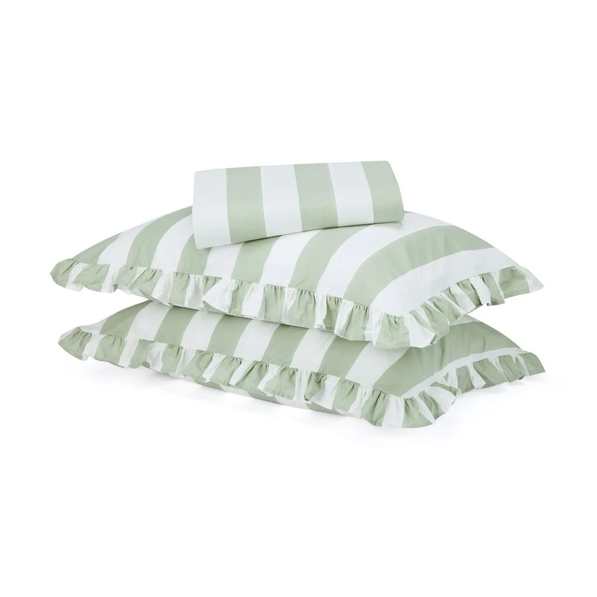 1 250 Thread Count Cotton Ruffle Sheet Set - Queen Bed, Sage, 1 of 7
