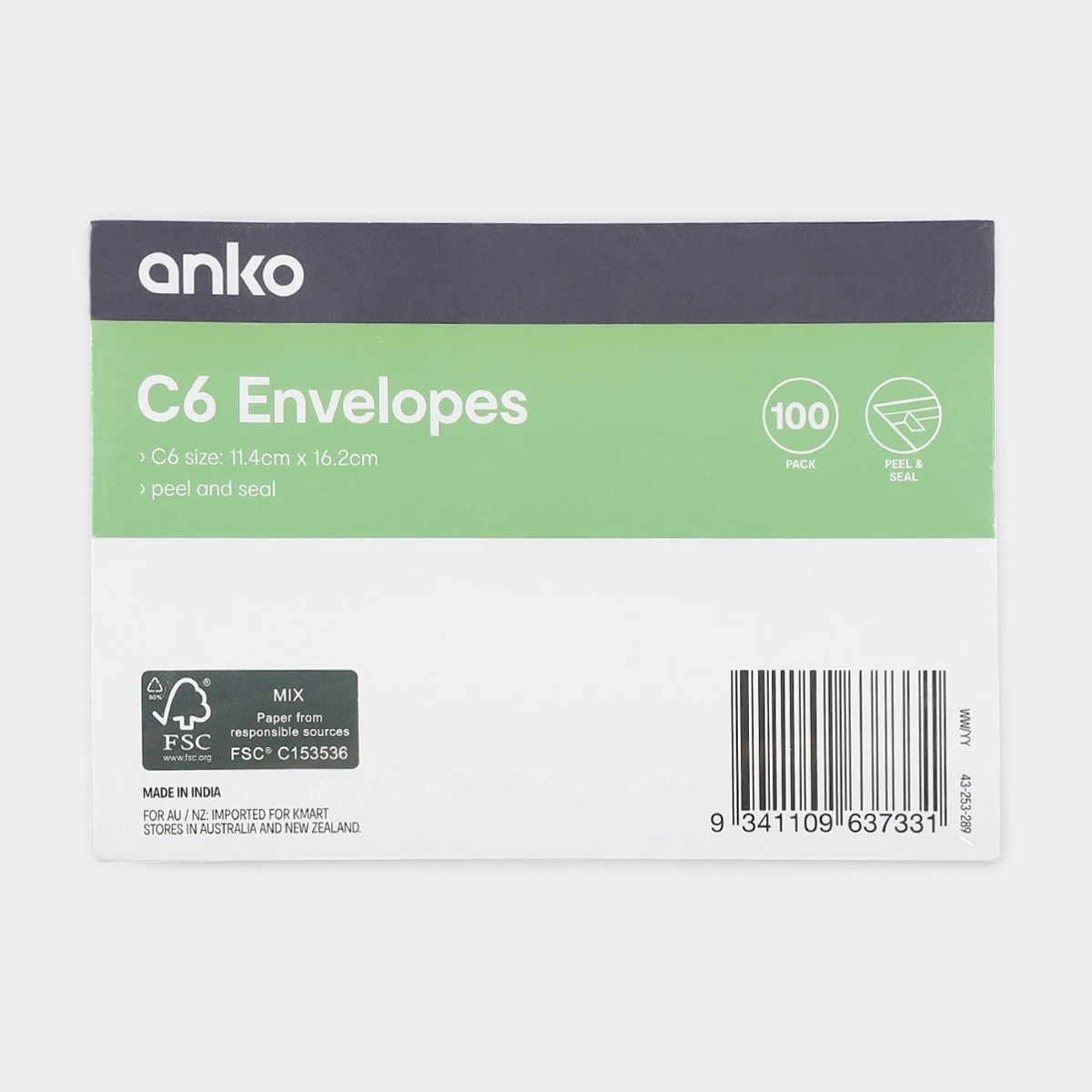 1 100 Pack C6 Peel and Seal Envelopes - White, 1 of 5