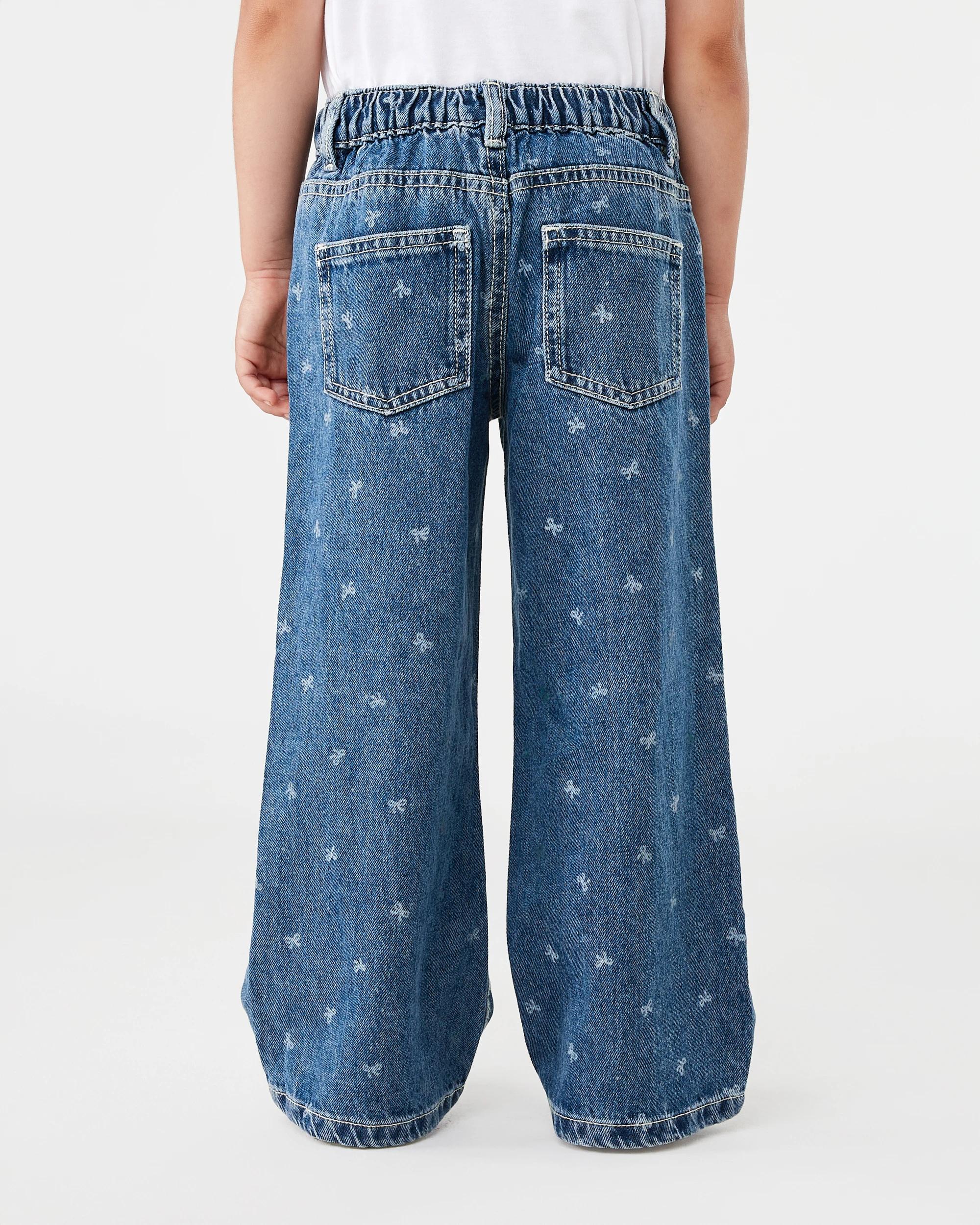 2 Printed Wide Leg Jeans Blu Bow, 2 of 6