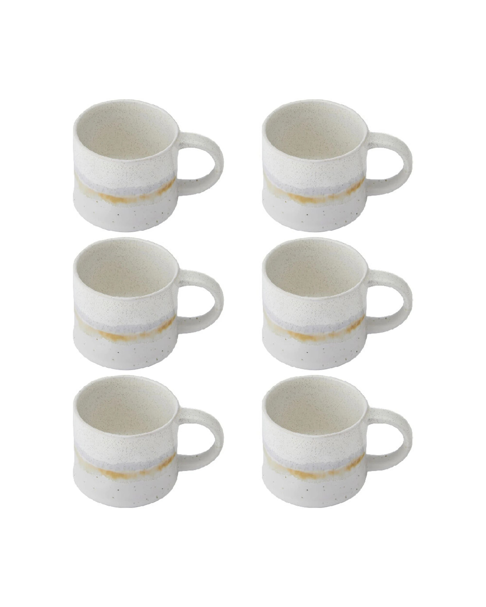 1 Mikasa 6PK Stoneware Mug Dishwasher Microwave Safe Rustic Design 450ml - White, 1 of 4