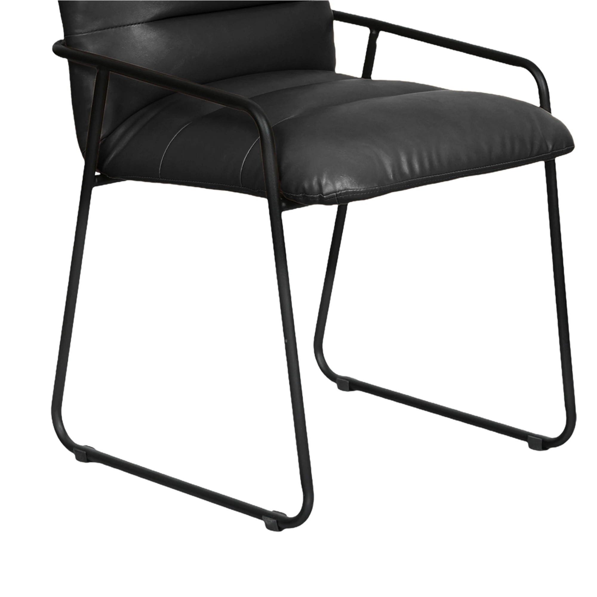 4 Levede PU Dining Chair Metal Frame Modern Kitchen  Industrial Accent Chair - Black, 4 of 9