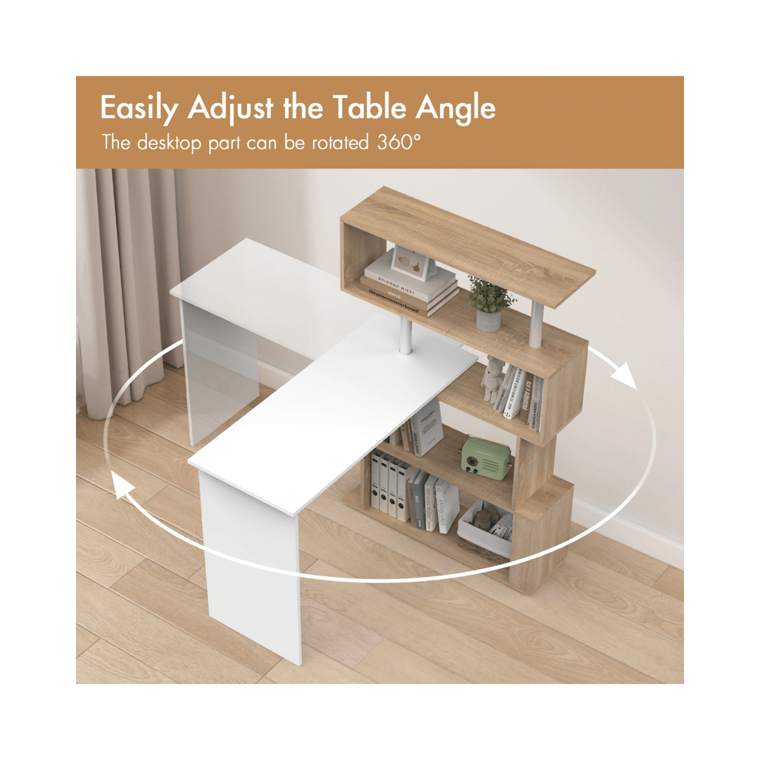 3 Advwin Computer Desk 180° Rotatable Corner Shelf, 3 of 8