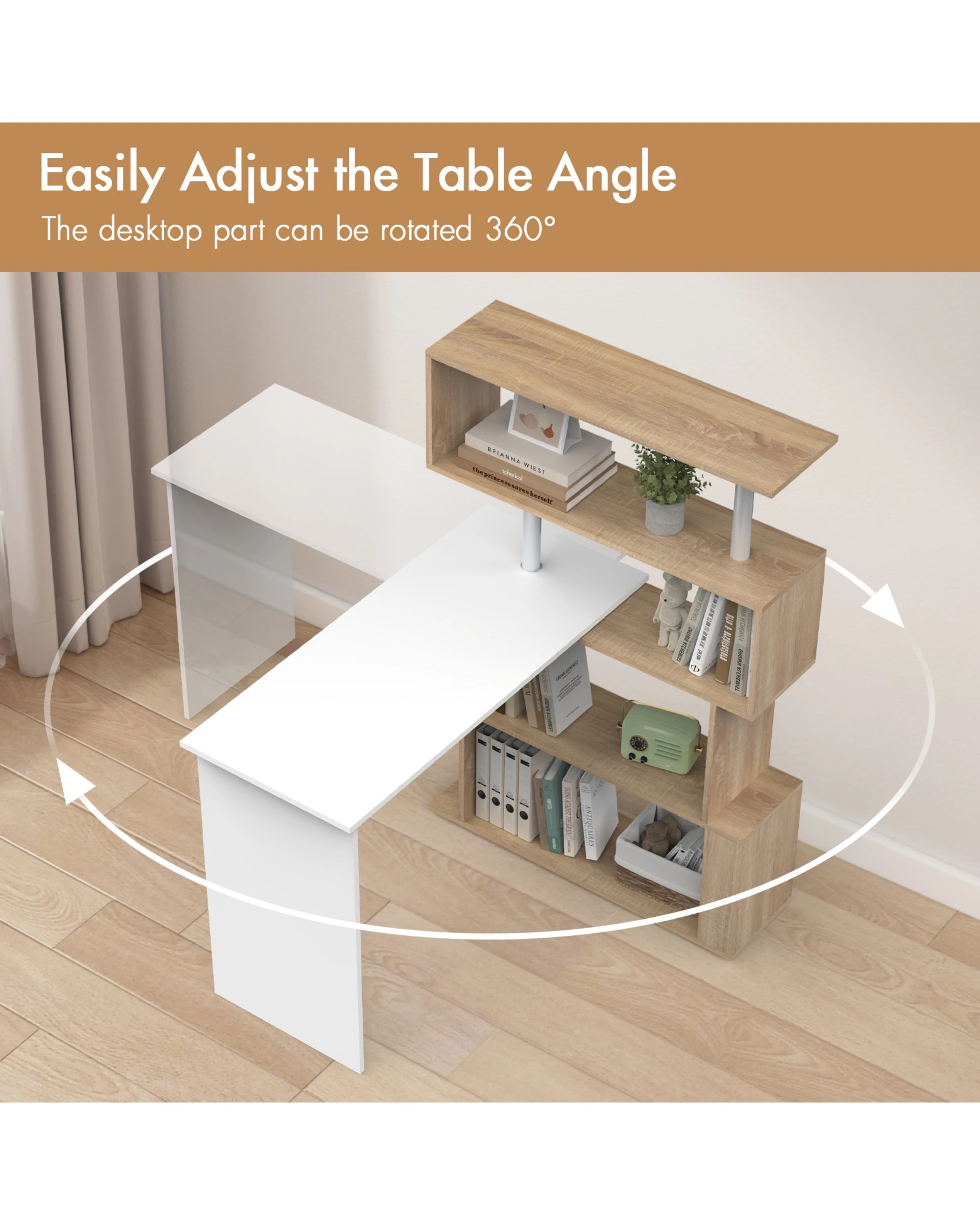 3 Advwin Computer Desk 180° Rotatable Corner Shelf, 3 of 8