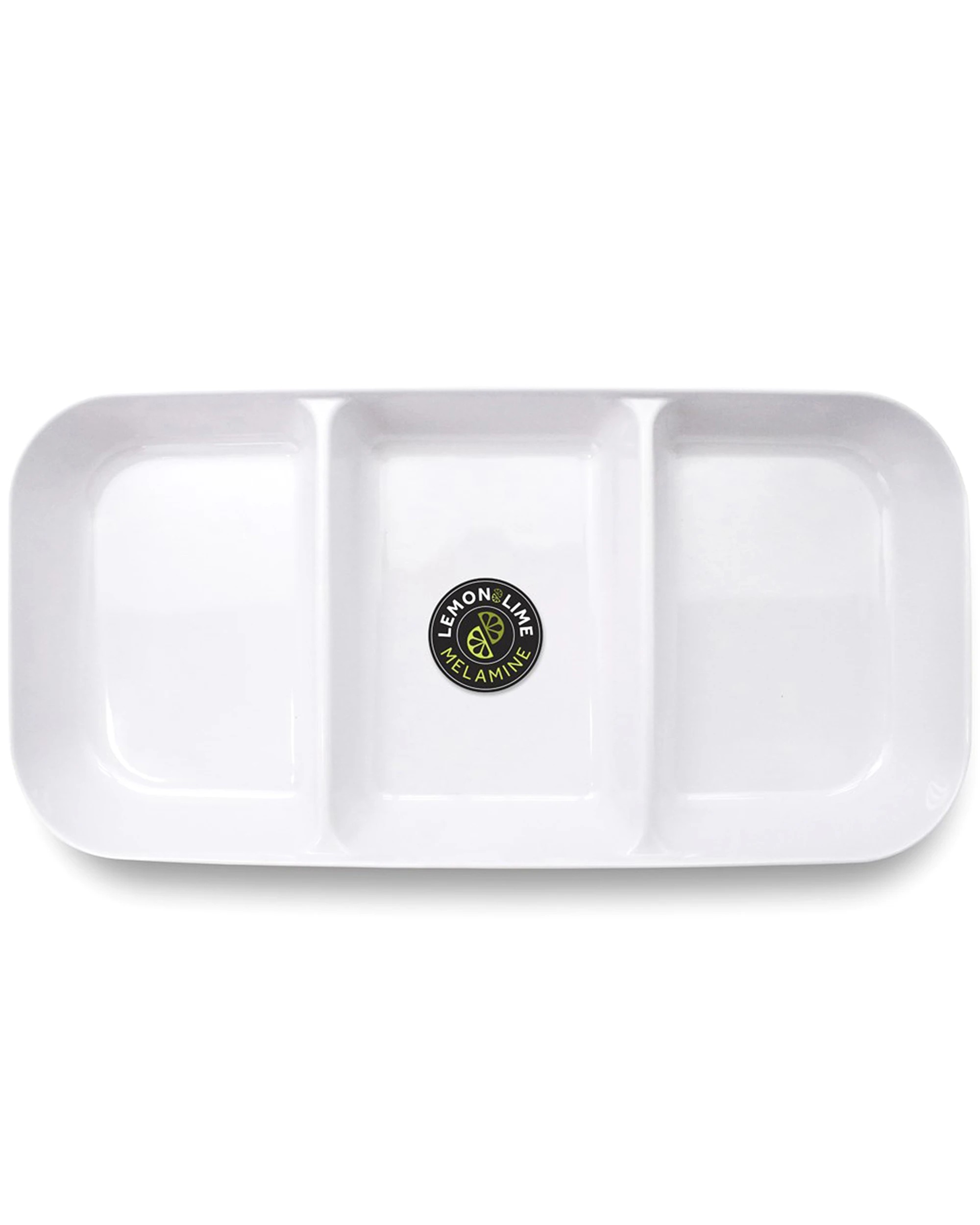 1 Lemon Lime White Rounded Melamine 3 Section Tray 32.5cm x 15.5cm, 1 of 1