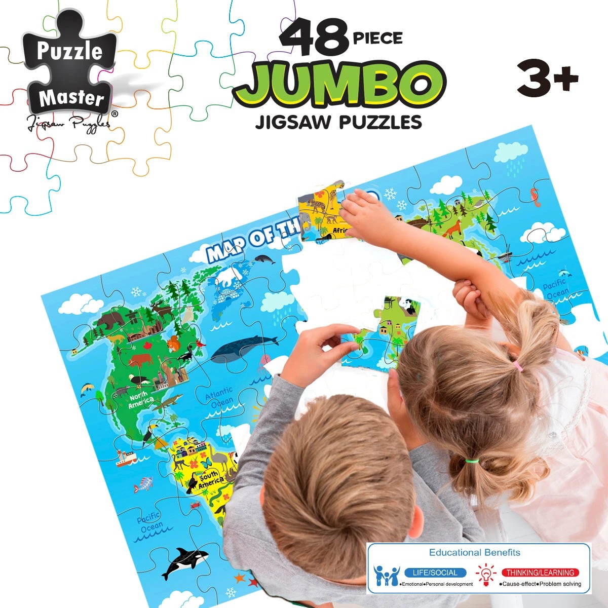 4 Puzzle Master 48 Piece Jumbo Floor Puzzle World Map, 4 of 7