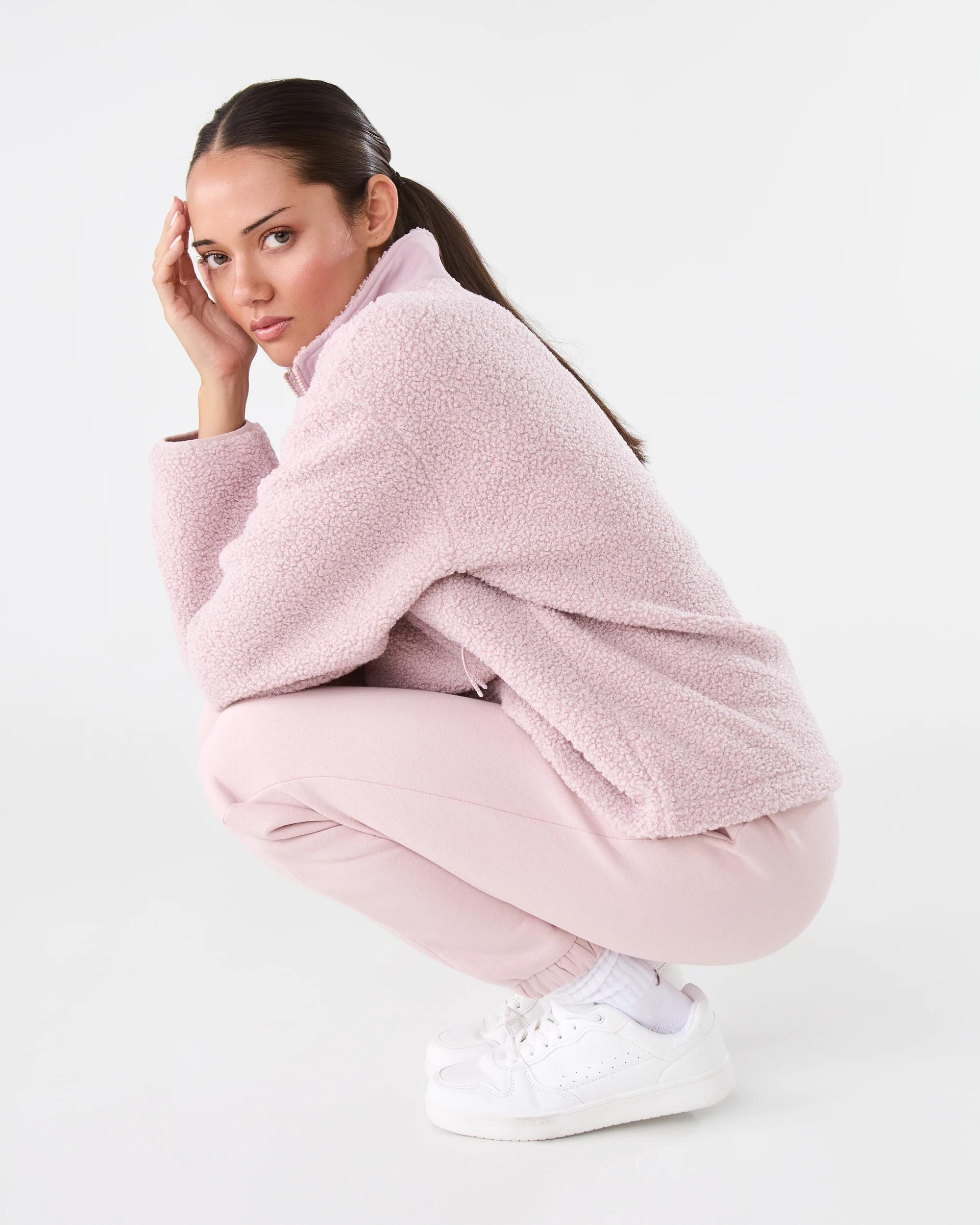 8 Active Womens 1/4 Zip Sherpa Jumper Sol B Pink, 8 of 8