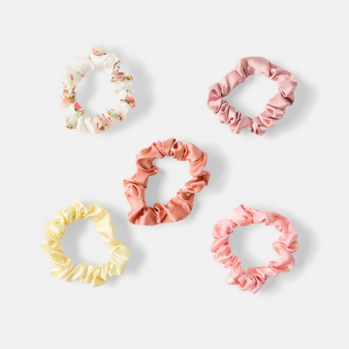 2 5 Pack Satin Mini Print Hair Scrunchies, 2 of 5