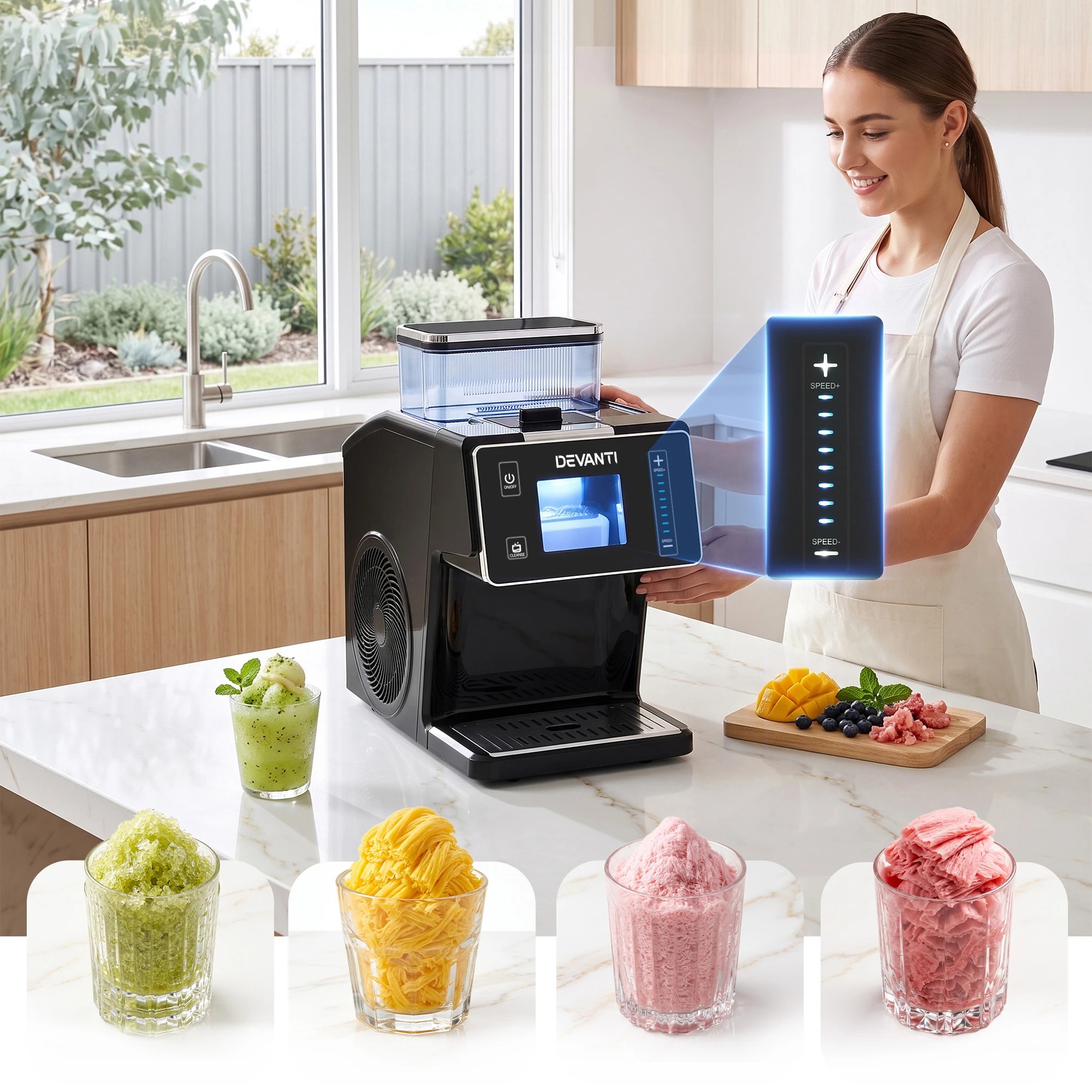 6 Devanti 20kg Ice Maker Snowflake Shaved Bingsu Slushie - Black, 6 of 9