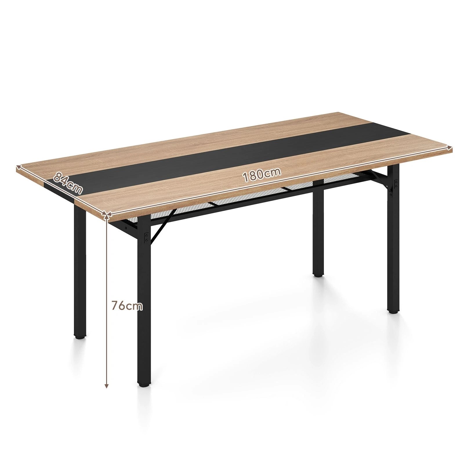 4 Costway 180cm Dining Table w/Storage Rack Rectangular Metal Frame Kitchen Cafe Table - Natural, 4 of 4