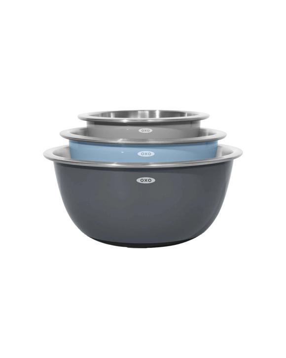 Oxo 3pc Good Grips Insulated Mixing Bowl Set Stainless Steel Non Slip Base - Silver