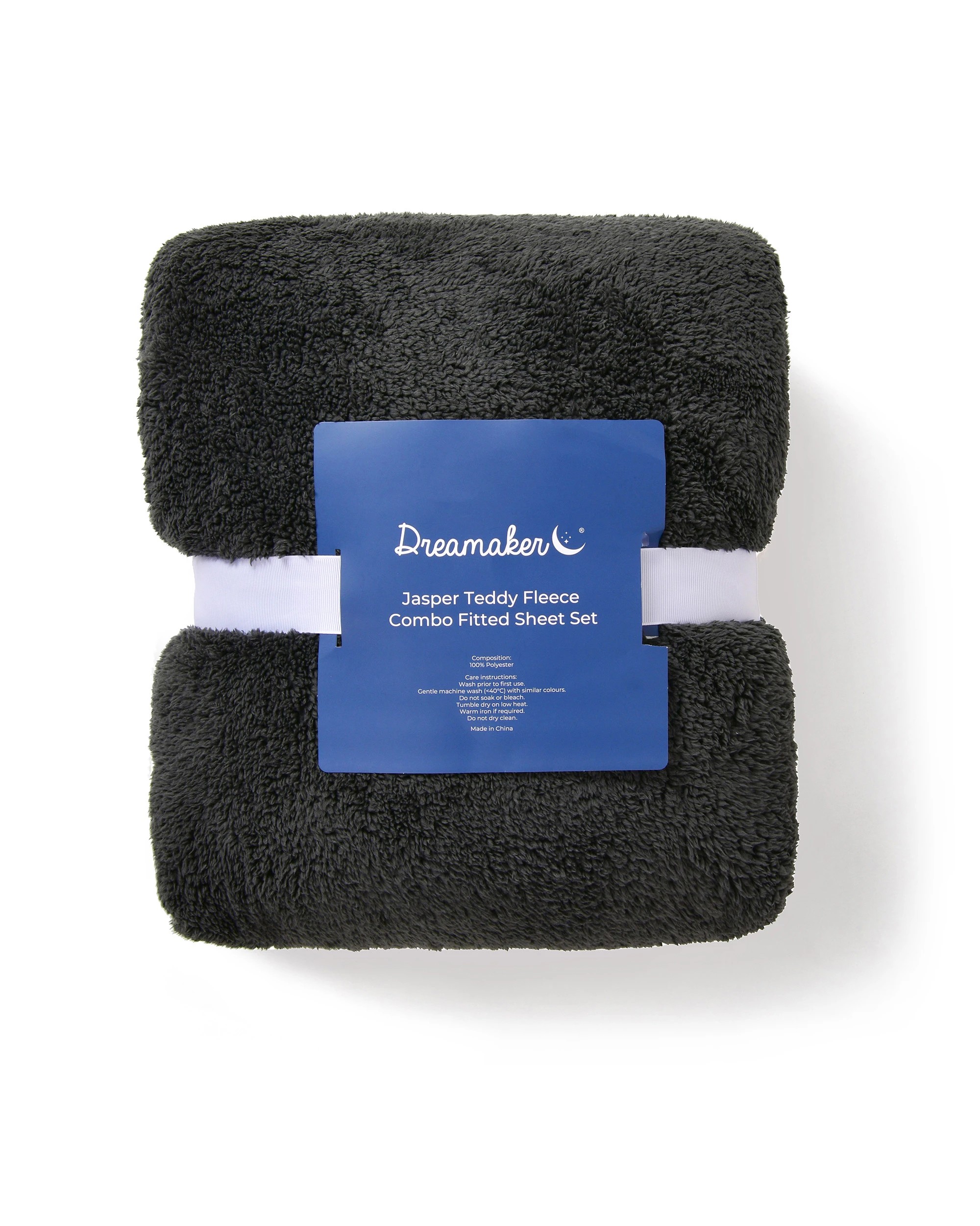 7 Dreamaker Jasper Teddy Fleece Combo Fitted Sheet Set - King Bed - Charcoal, 7 of 7