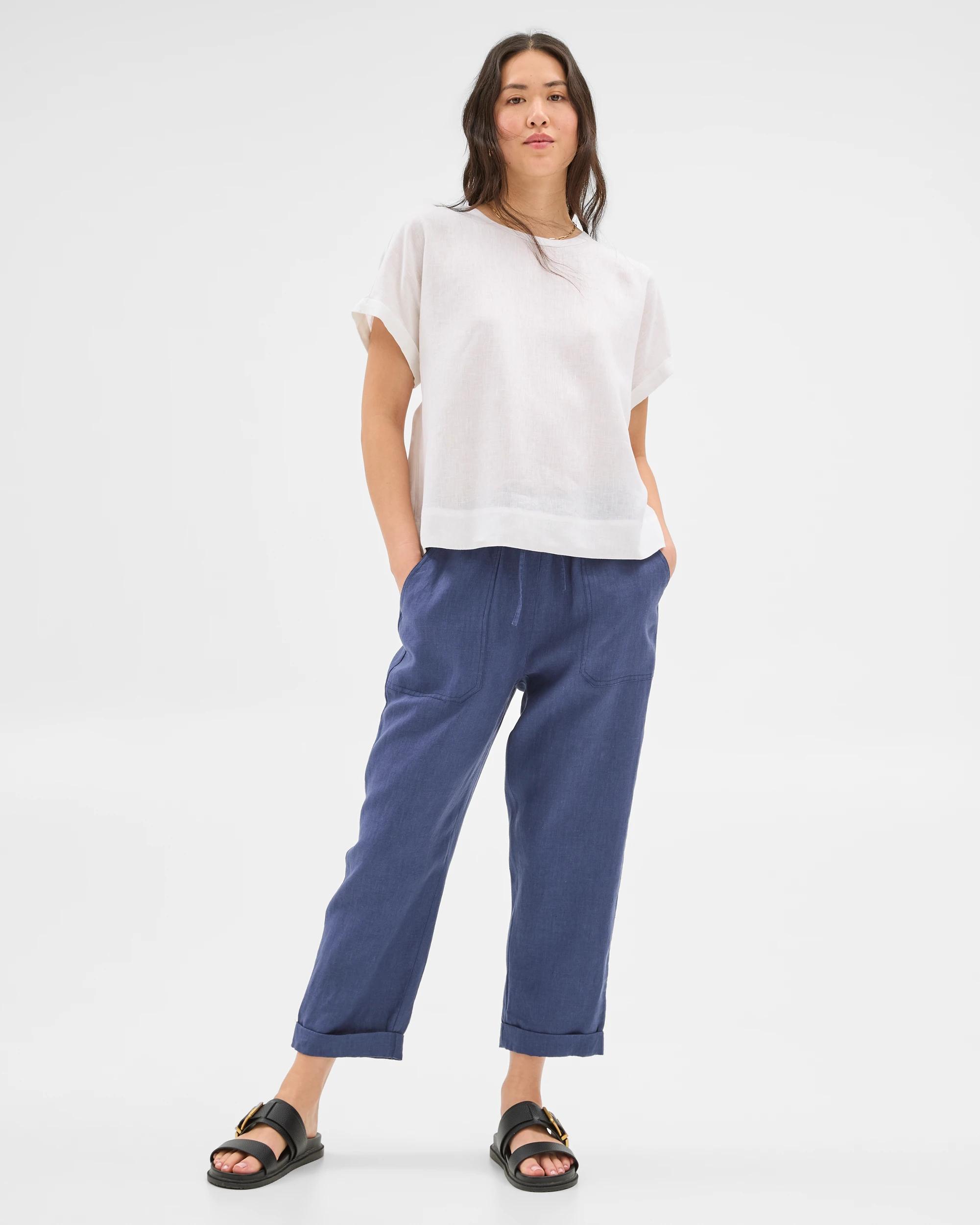 6 Target European Linen Tapered Pants BLUE INDIGO, 6 of 8
