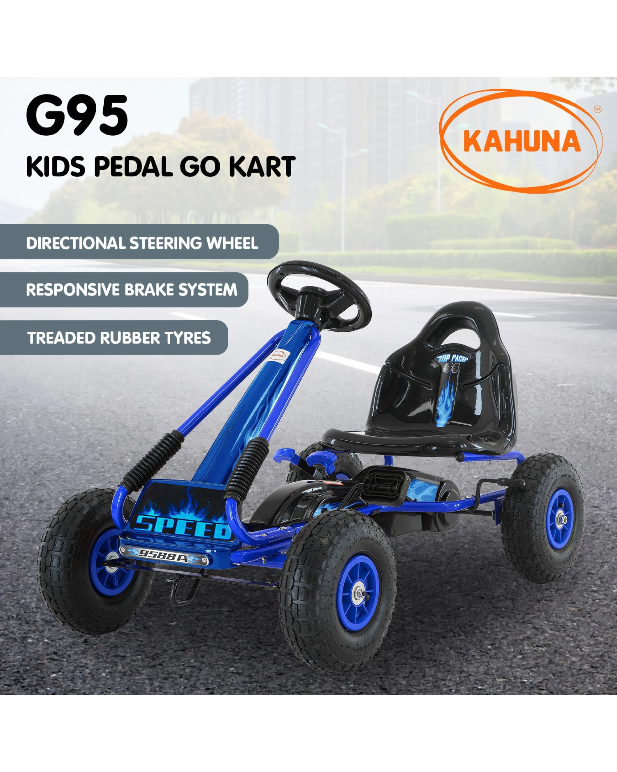 2 Kahuna G95 Kids Ride On Pedal Go Kart - Blue, 2 of 10