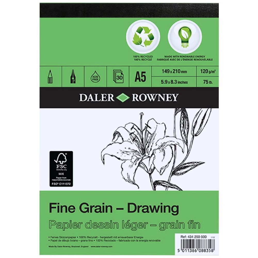1 Daler-Rowney Fine Grain Eco Heavyweight Pad 120gsm A5, 1 of 1