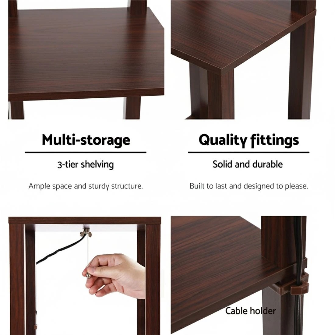 7 Artiss Floor Lamp 3 Tier Shelf Storage LED Light Stand Home Room Pattern - Brown, 7 of 7