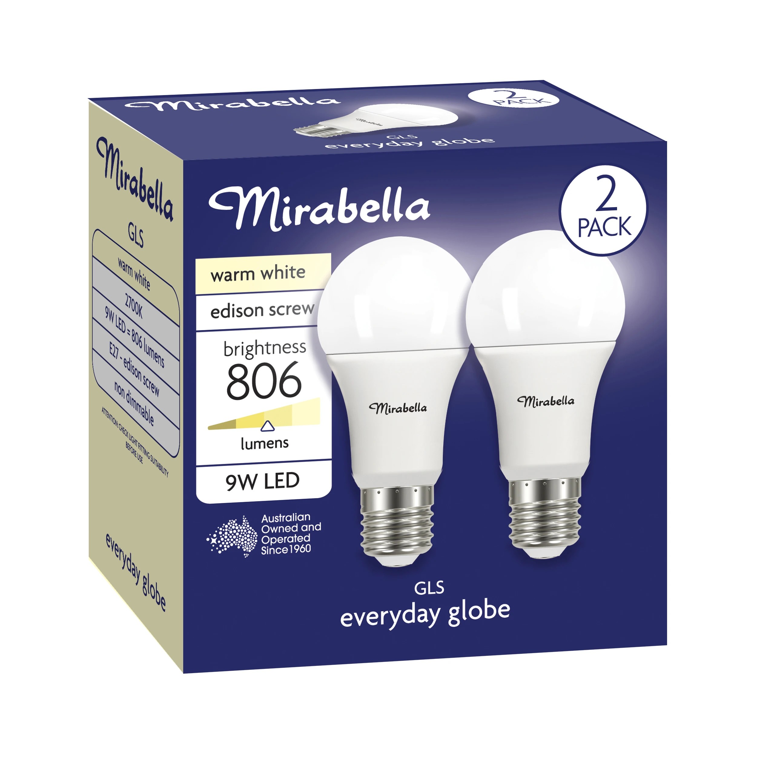 2 2 Pack I004005 Mirabella LED GLS ES 9W 806 Lumen - Warm White, 2 of 7