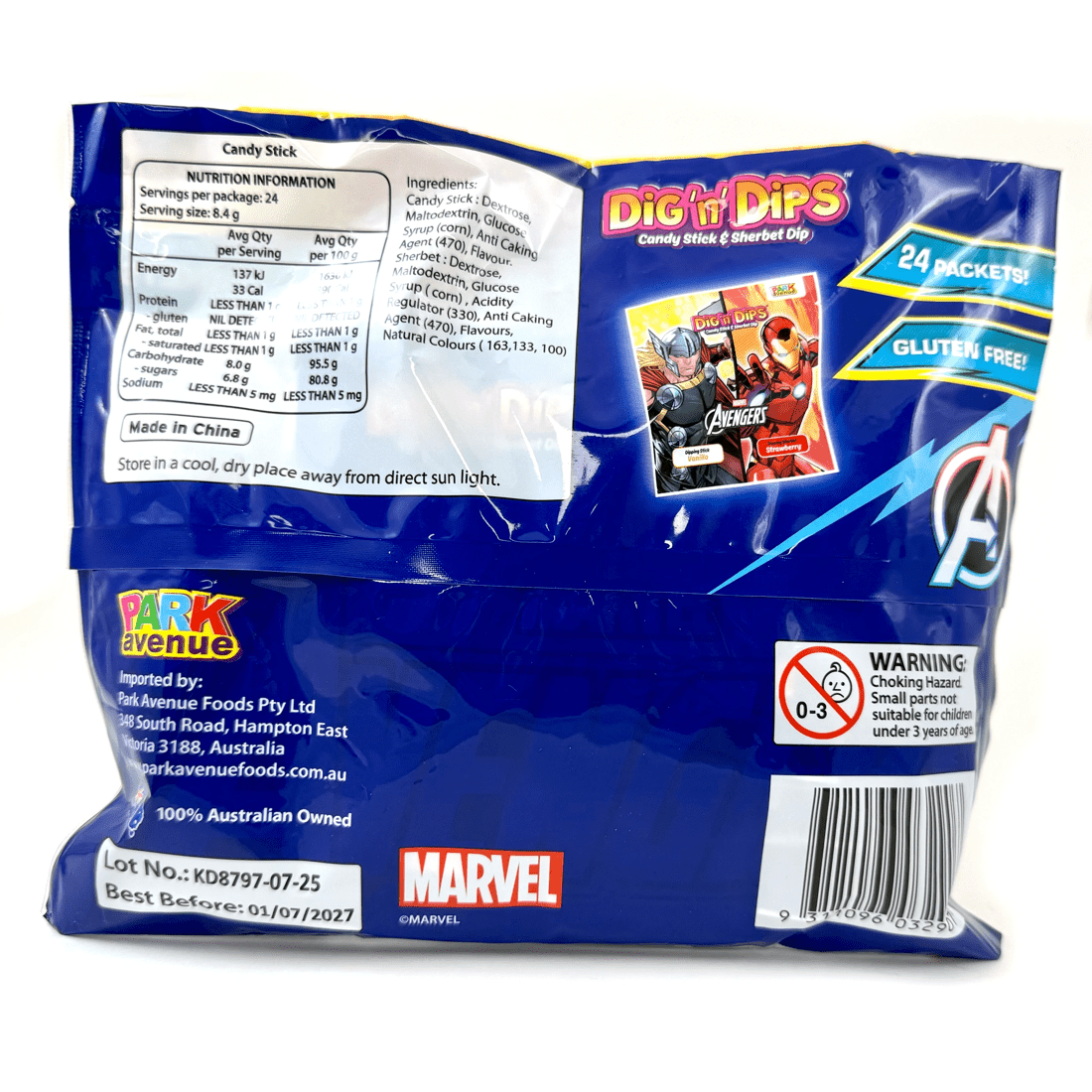 4 Park Avenue Marvel Avengers 24 Pack Dig n' Dips Candy Stick & Dip Bag 200g, 4 of 4