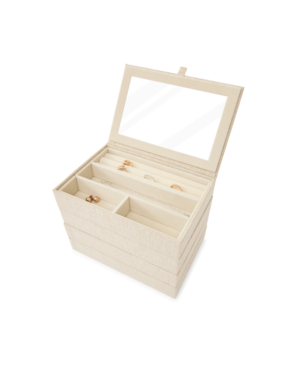 4 Pack Modular Linen Look Stacking Tray