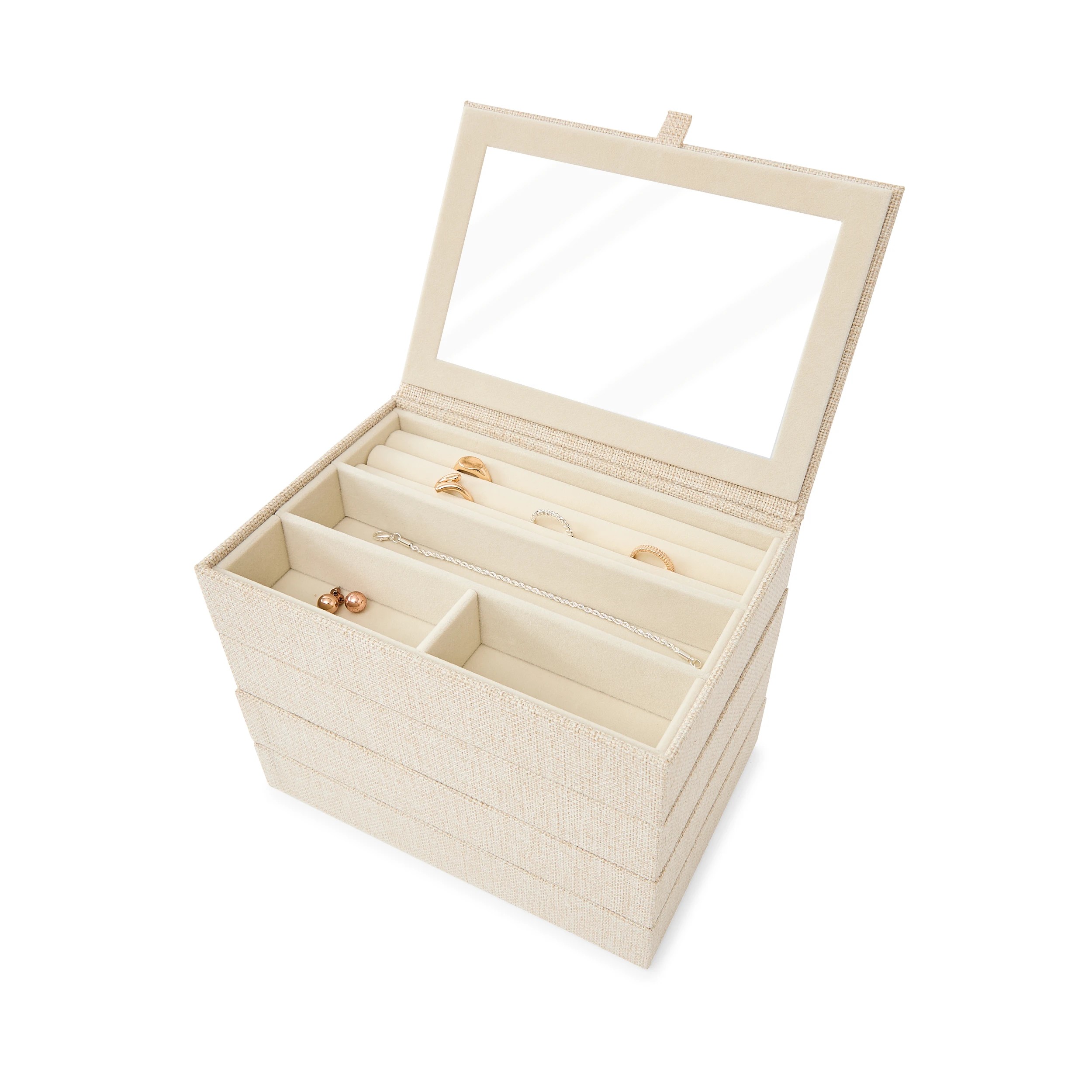 1 4 Pack Modular Linen Look Stacking Tray, 1 of 9