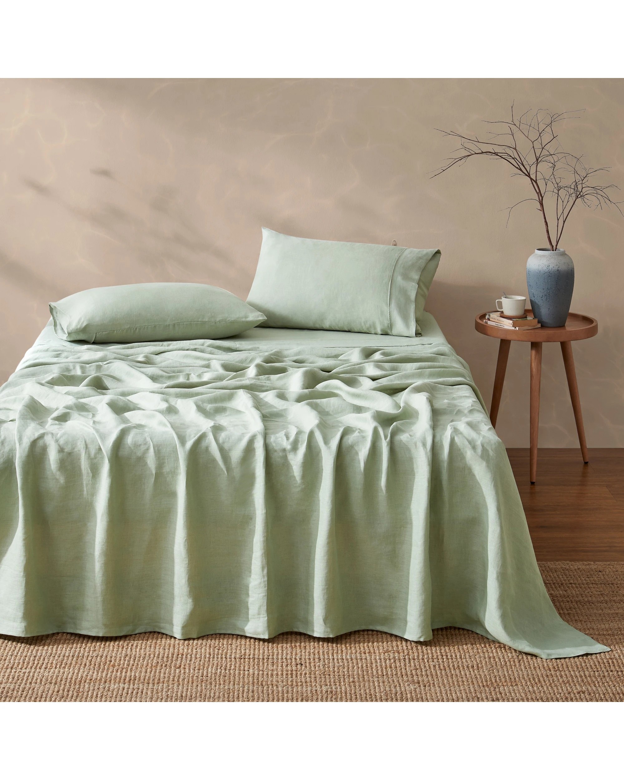 1 Natural Home Vintage Washed 100% Hemp Sheet Set - King Bed - Sage, 1 of 8