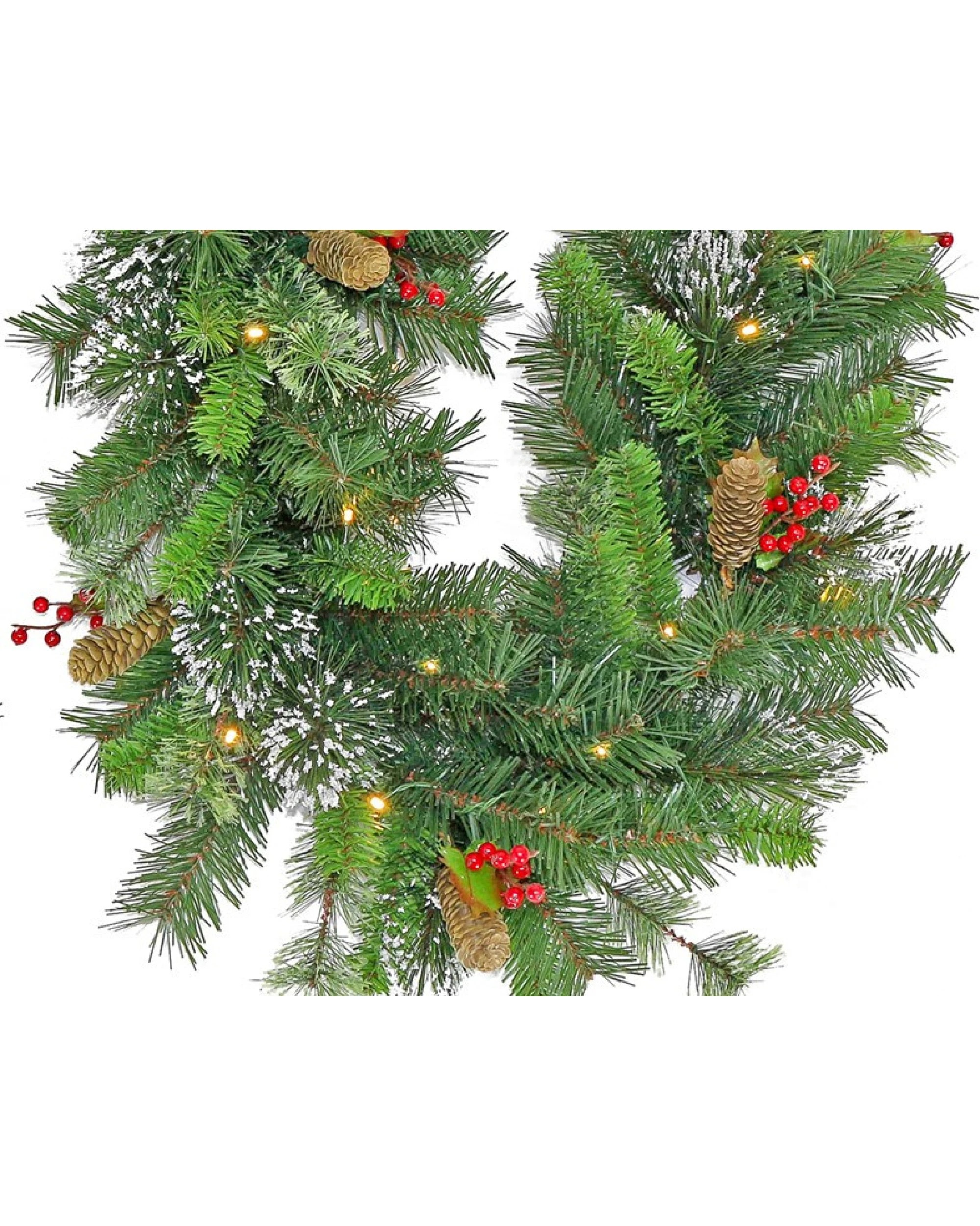 2 Christabelle 2.7m Christmas Garland with LED Lights Snow Berries Pine Cones Tree Decoration Ornament, 2 of 3