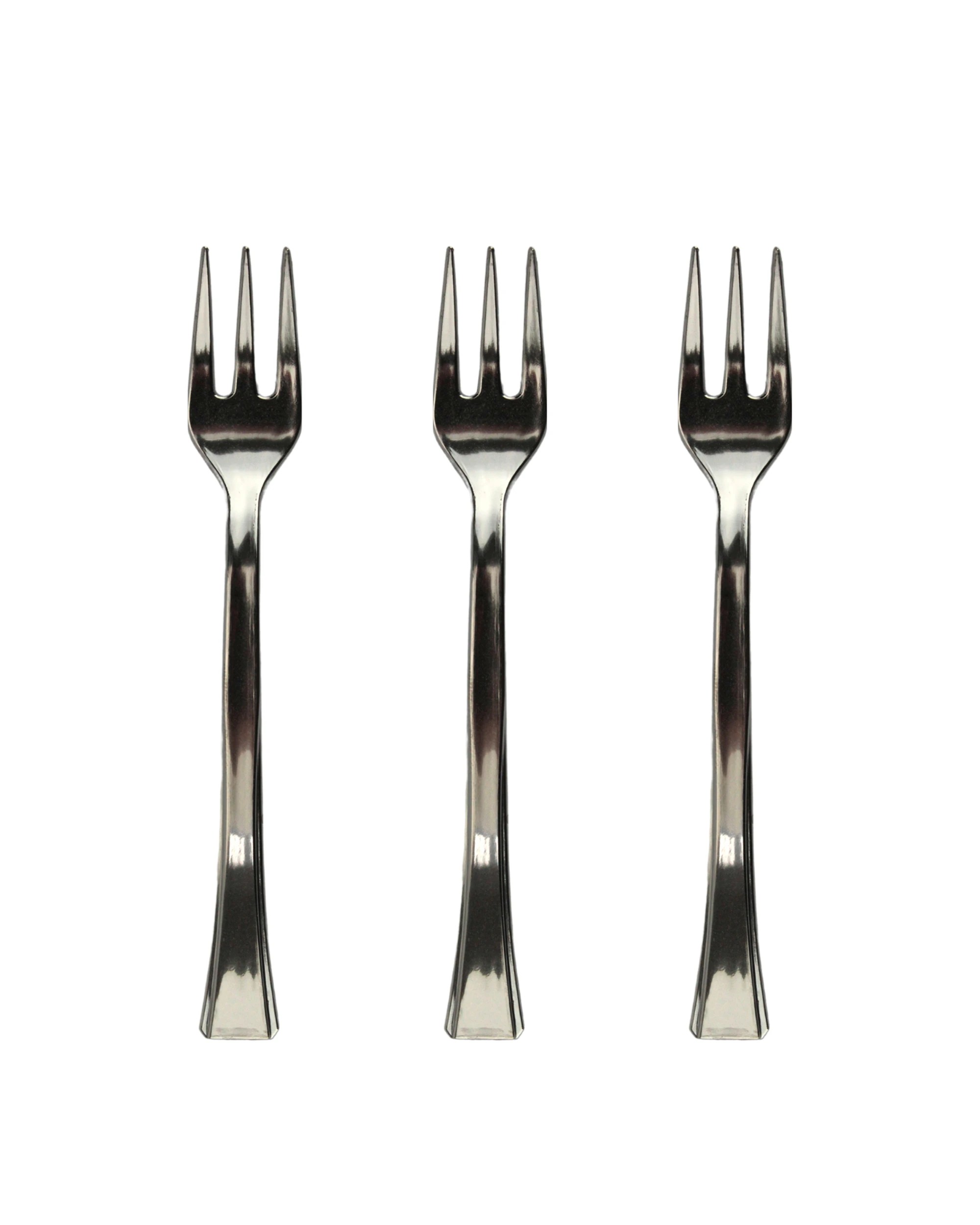 1 Partyware Stainless Steel Look Reusable Plastic Mini Cocktail Forks Pack of 40 - Silver, 1 of 3