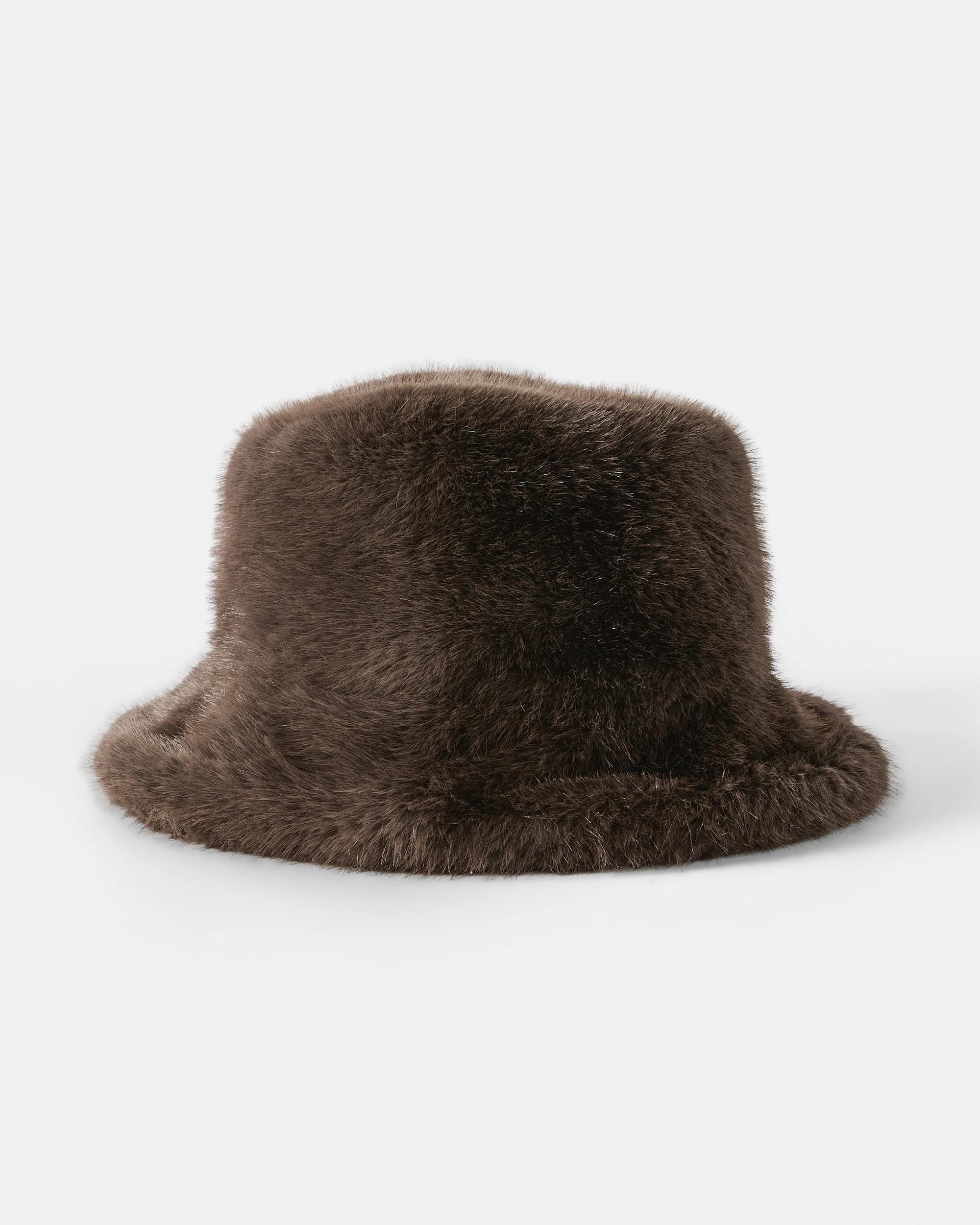 1 Faux Fur Bucket Hat Brown, 1 of 1