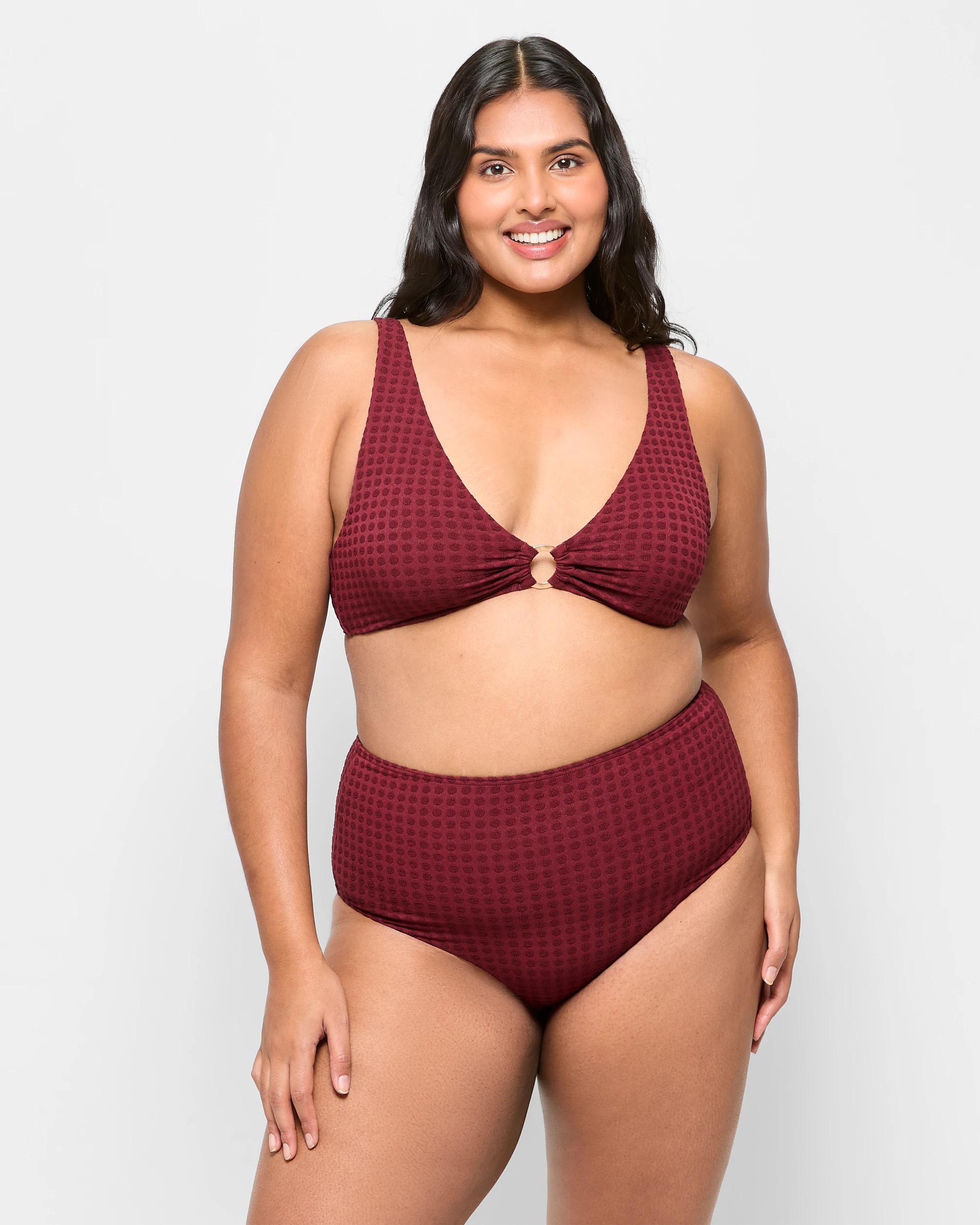 7 Target Plunge V-neck Ring Bikini Top MERLOT, 7 of 8