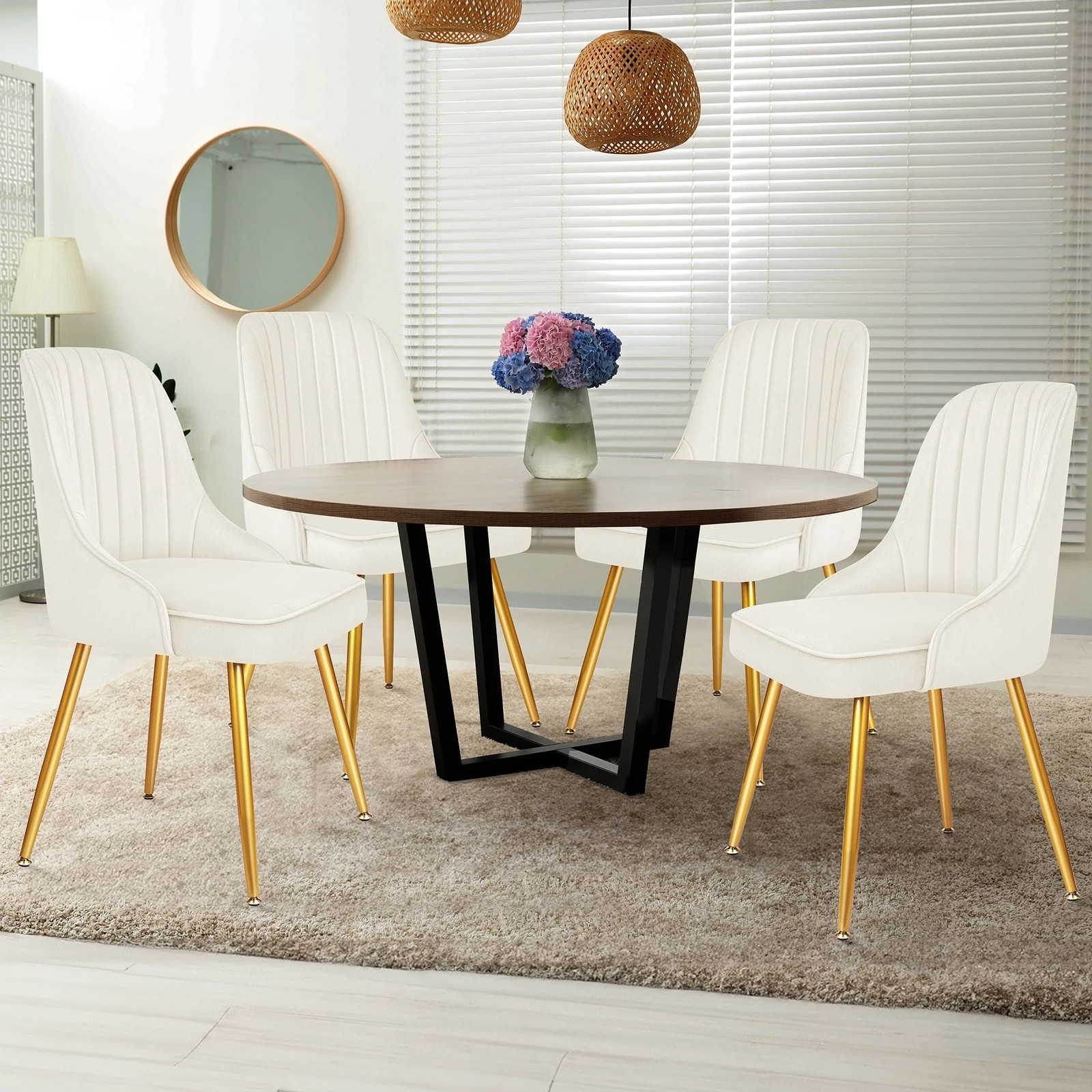 7 Alfordson 2x Dining Chairs Kitchen Accent Lounge Padded Tufted Seat Velvet - Beige, 7 of 10