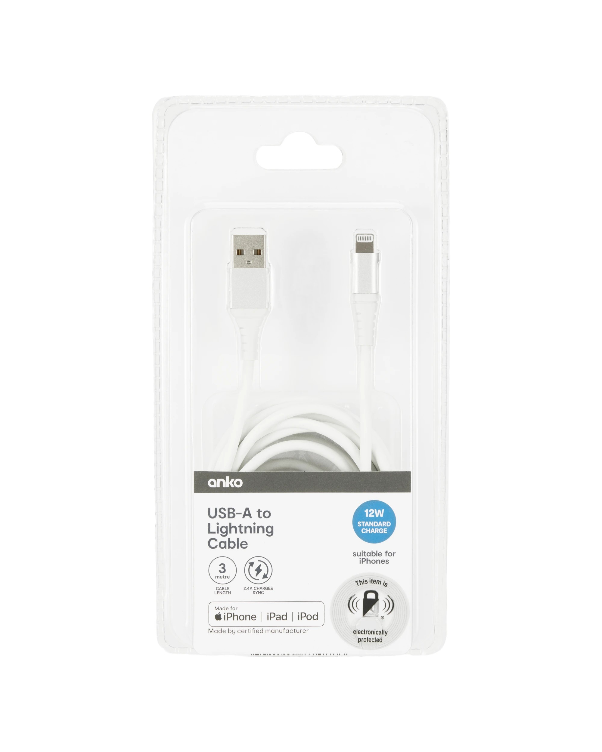 4 USB to Lightning Cable - 3m, White, 4 of 5