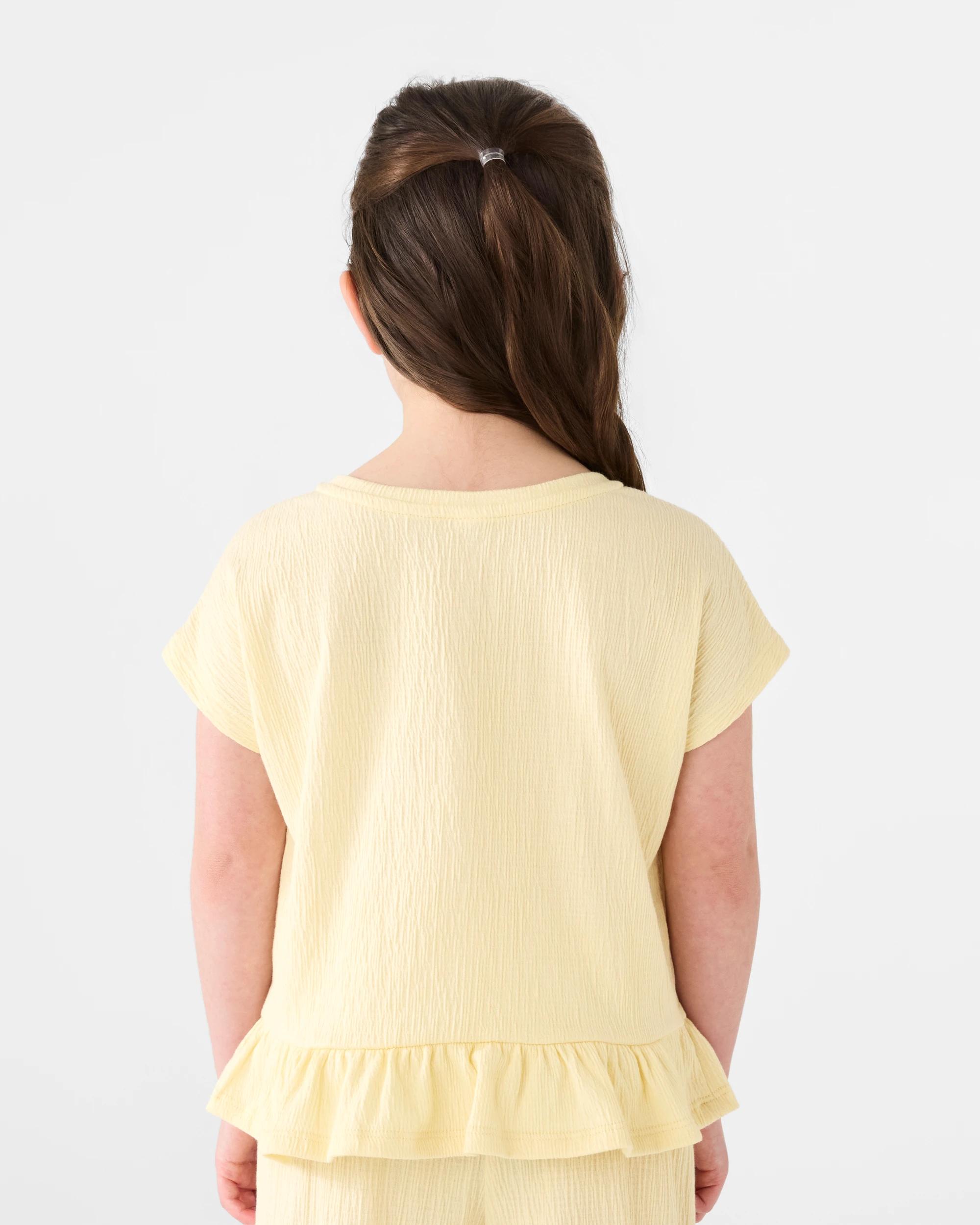2 Short Sleeve Crinkle Top Fln Yellow, 2 of 7