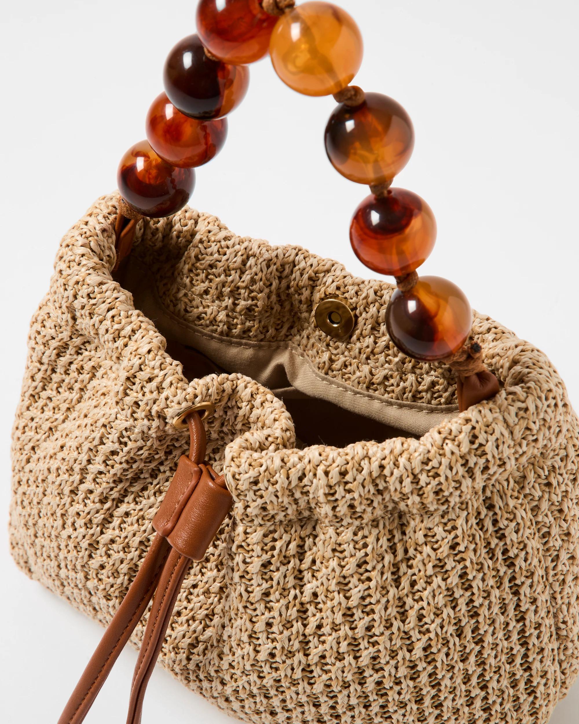 4 Beaded Straw Clutch Natural, 4 of 6