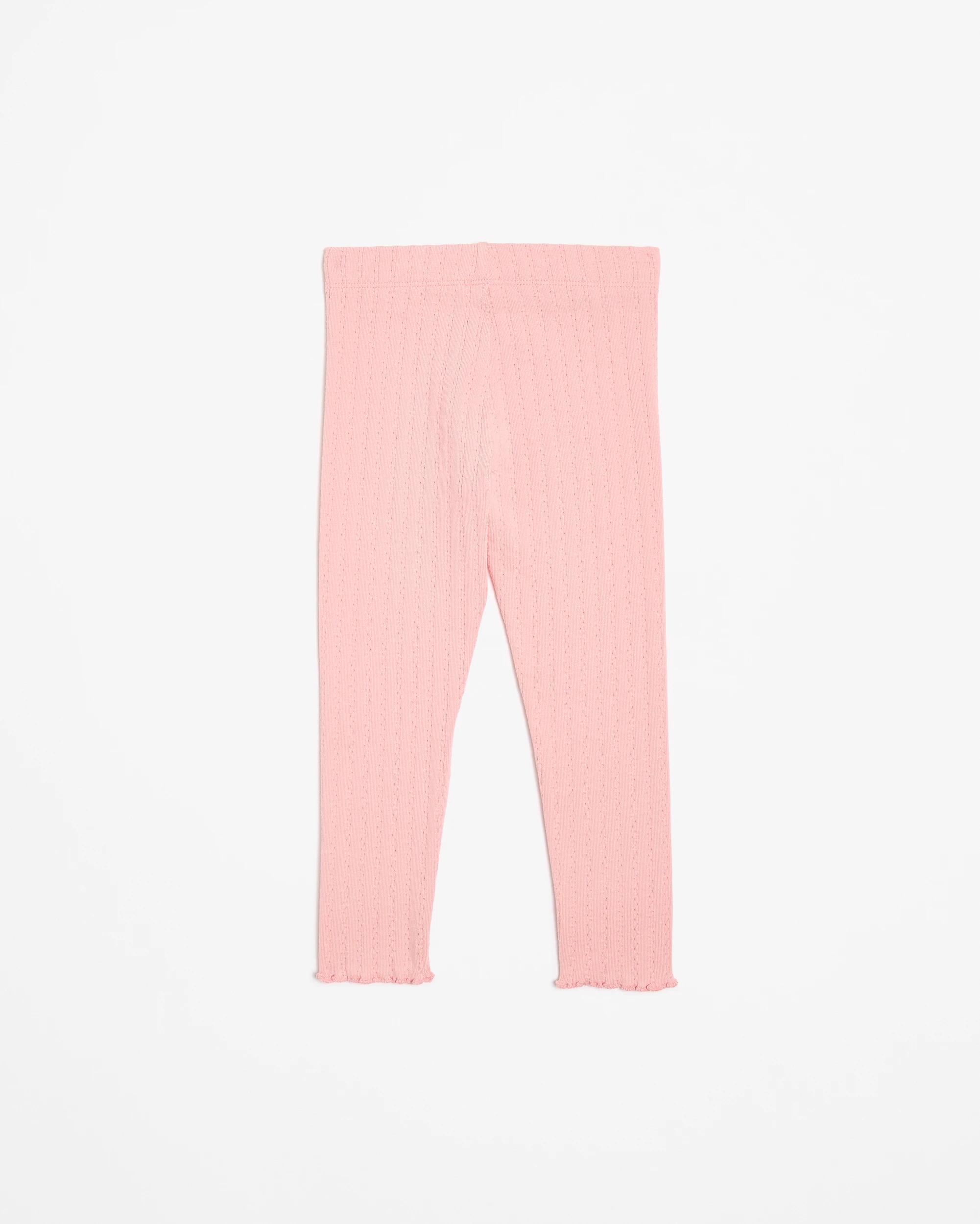 3 Target Kids Australian Cotton Pointelle Rib Leggings, Girls Size 5 — Palm Tile (multi) PINK, 3 of 3