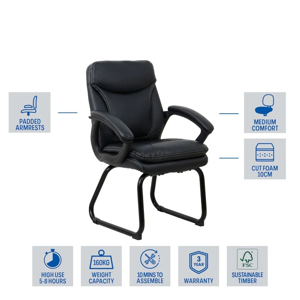 2 J.Burrows Hilton Visitor Chair Sled Base Black Visitor Chairs and Stools, 2 of 10