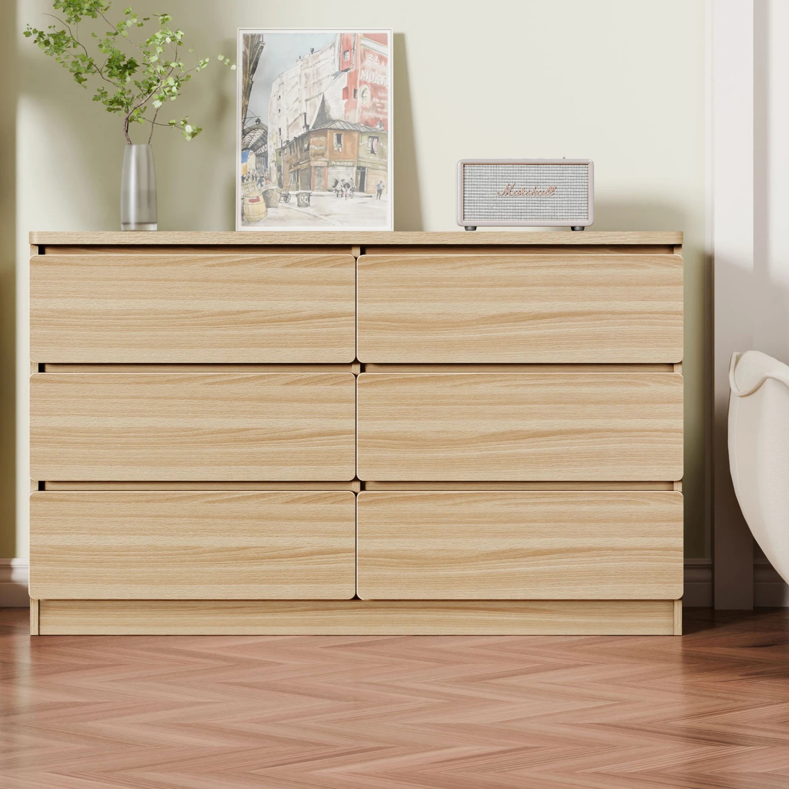 9 Alfordson 6 Chest of Drawers Minimalist Storage Cabinet Dresser - Oak, 9 of 10