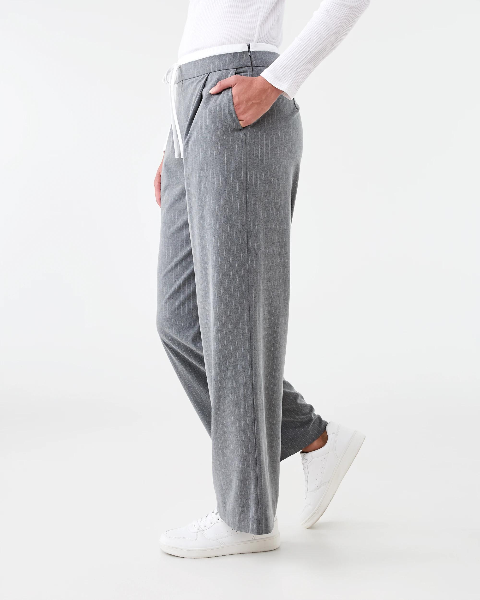 2 Contrast Waistband Tailored Pants Grey Strp, 2 of 6