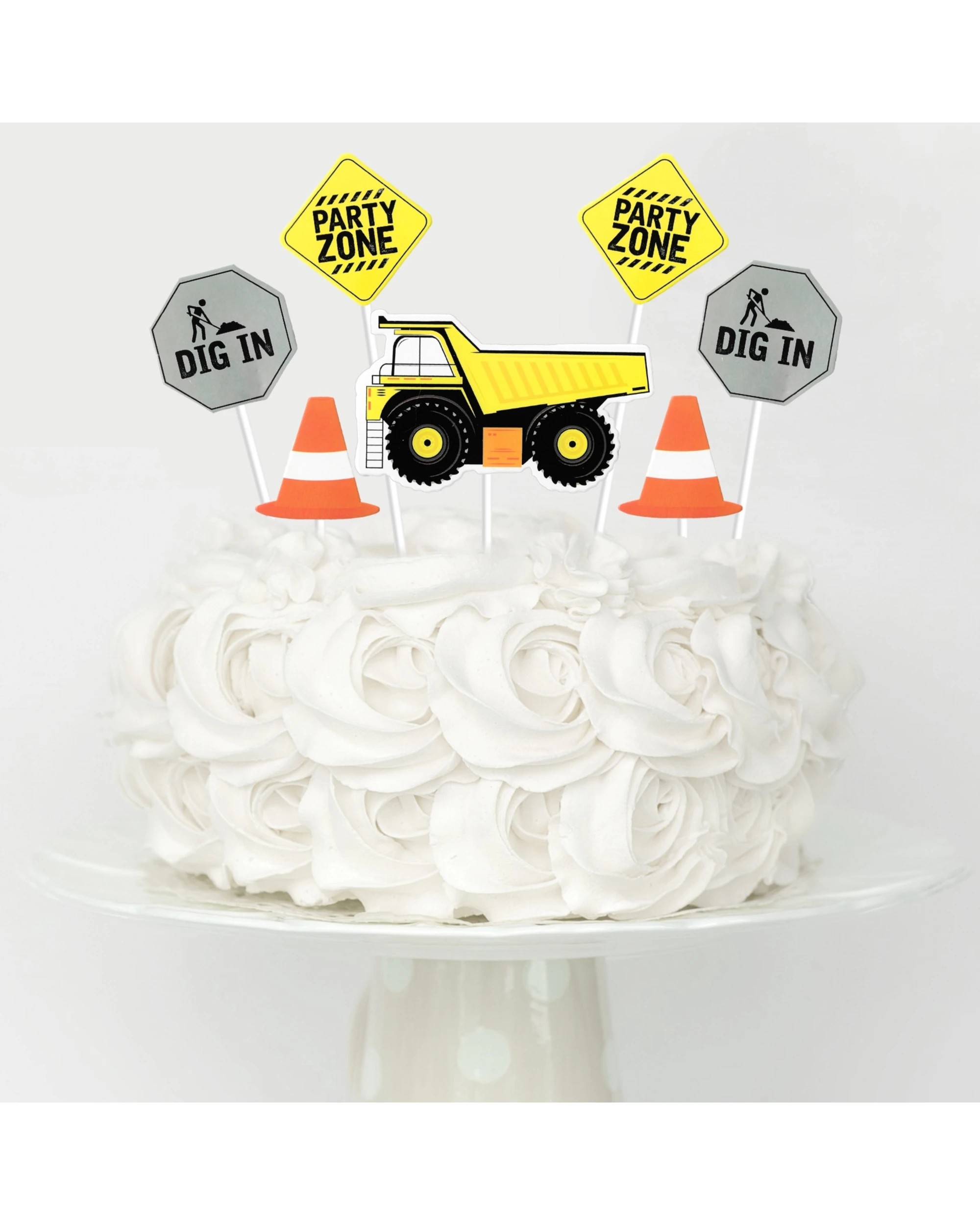 1 Anagram 7pc Construction Cake Decorating Kit Kids Birthday Party Decor - Multi, 1 of 3