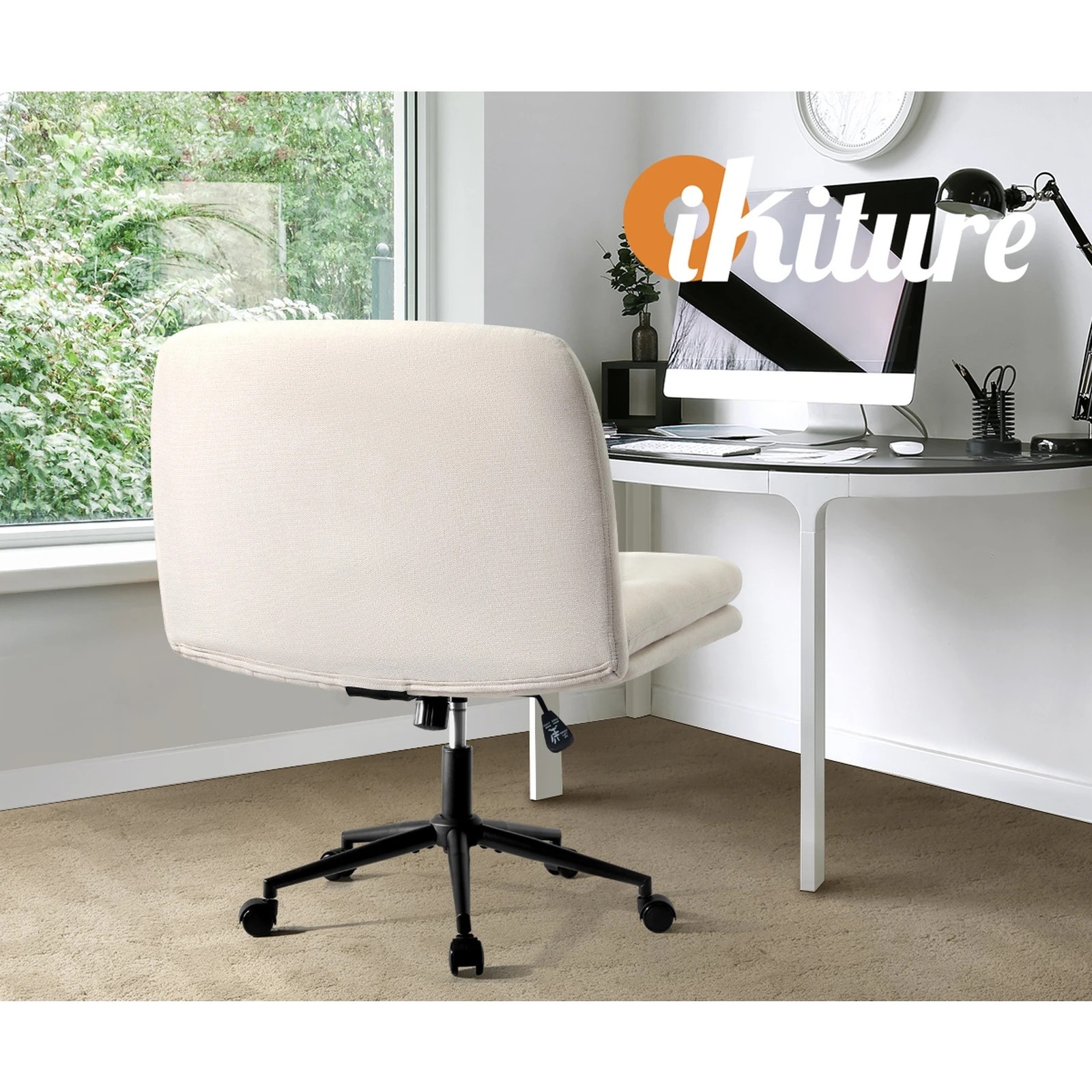 7 Oikiture Armless Office Desk Chair Linen
 - Beige, 7 of 10