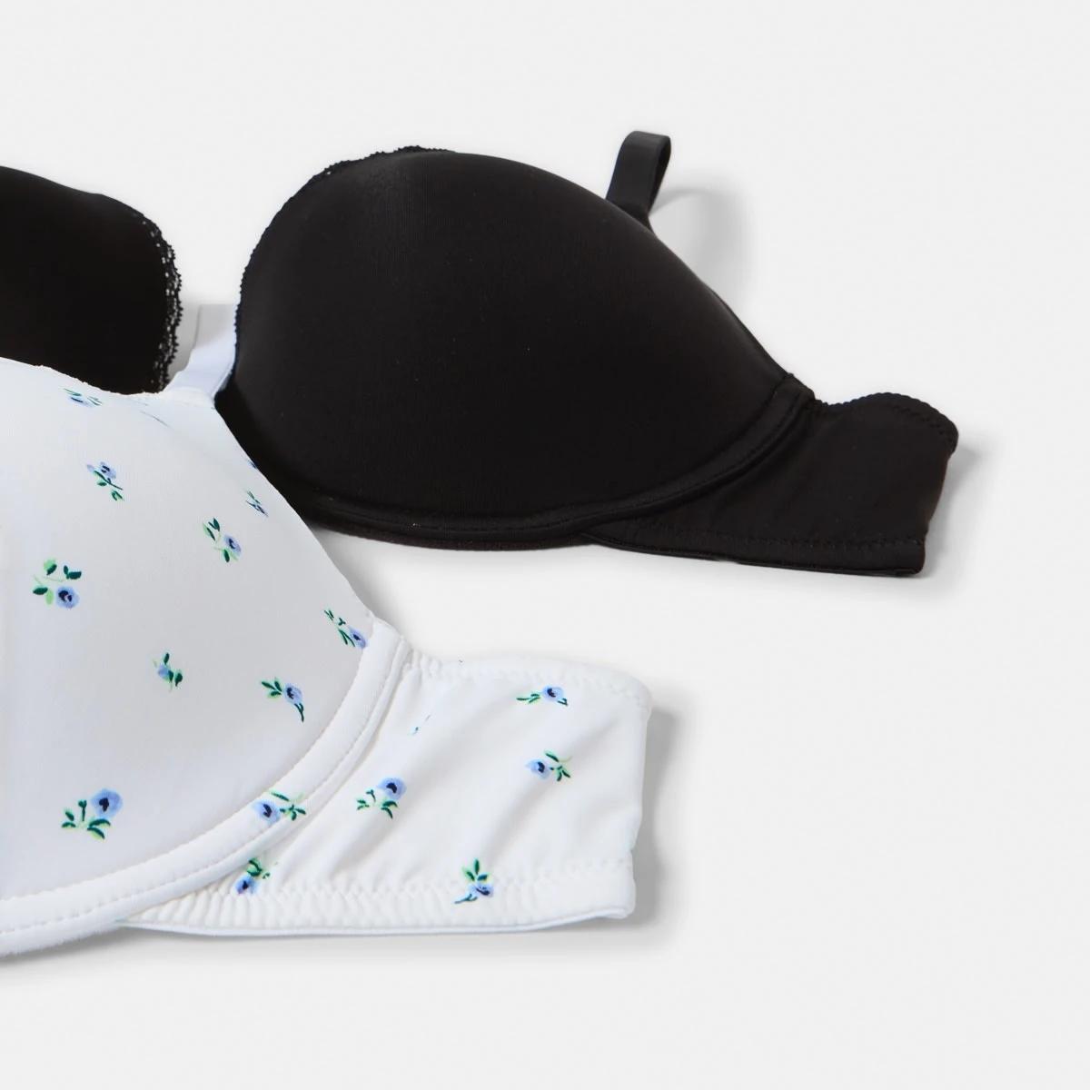 2 2 Pack T-shirt Bra SMALL DITSY WHITE, BLACK, 2 of 9
