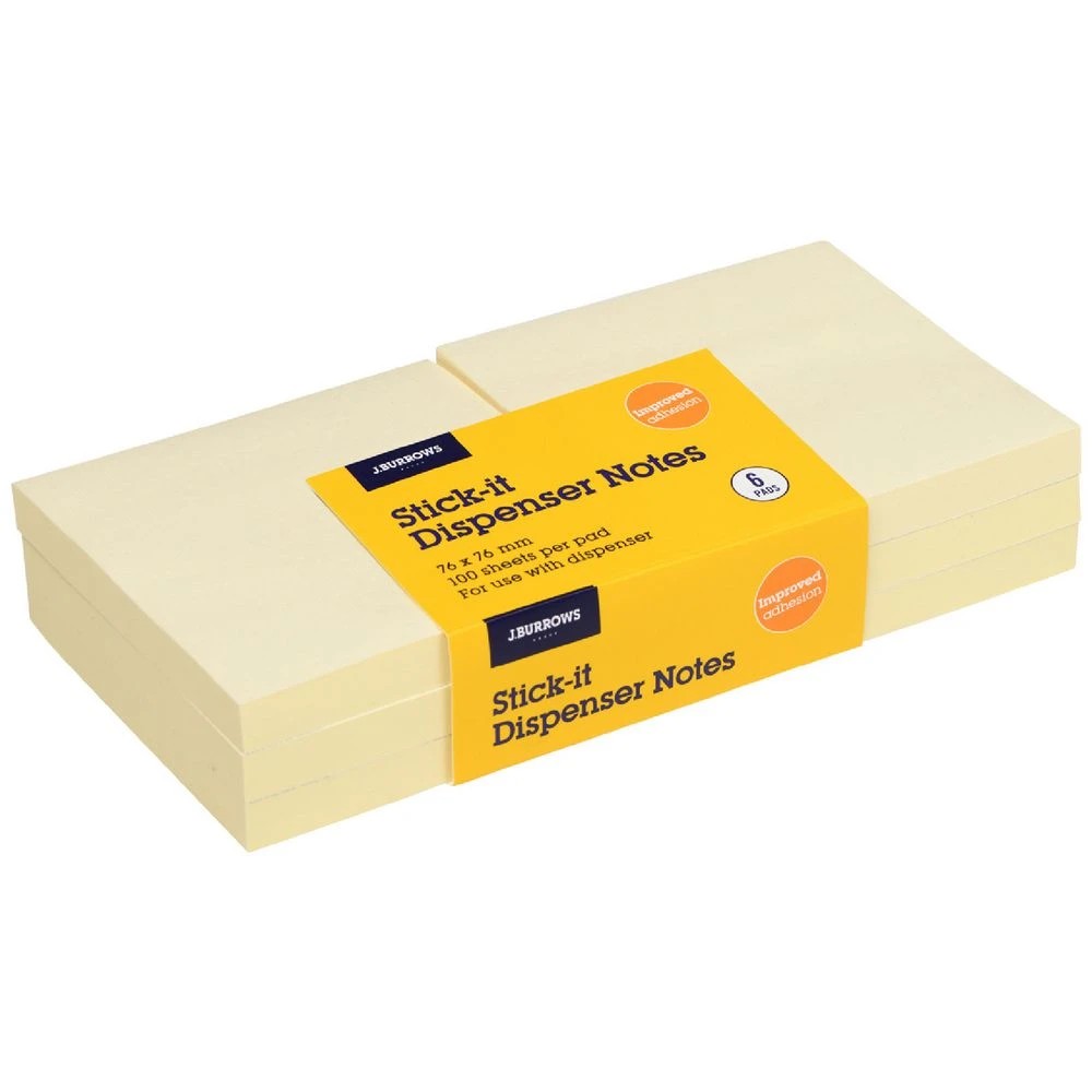 1 J.Burrows Stick-It Dispenser Notes 76x76mm Yellow 6 Pack, 1 of 4