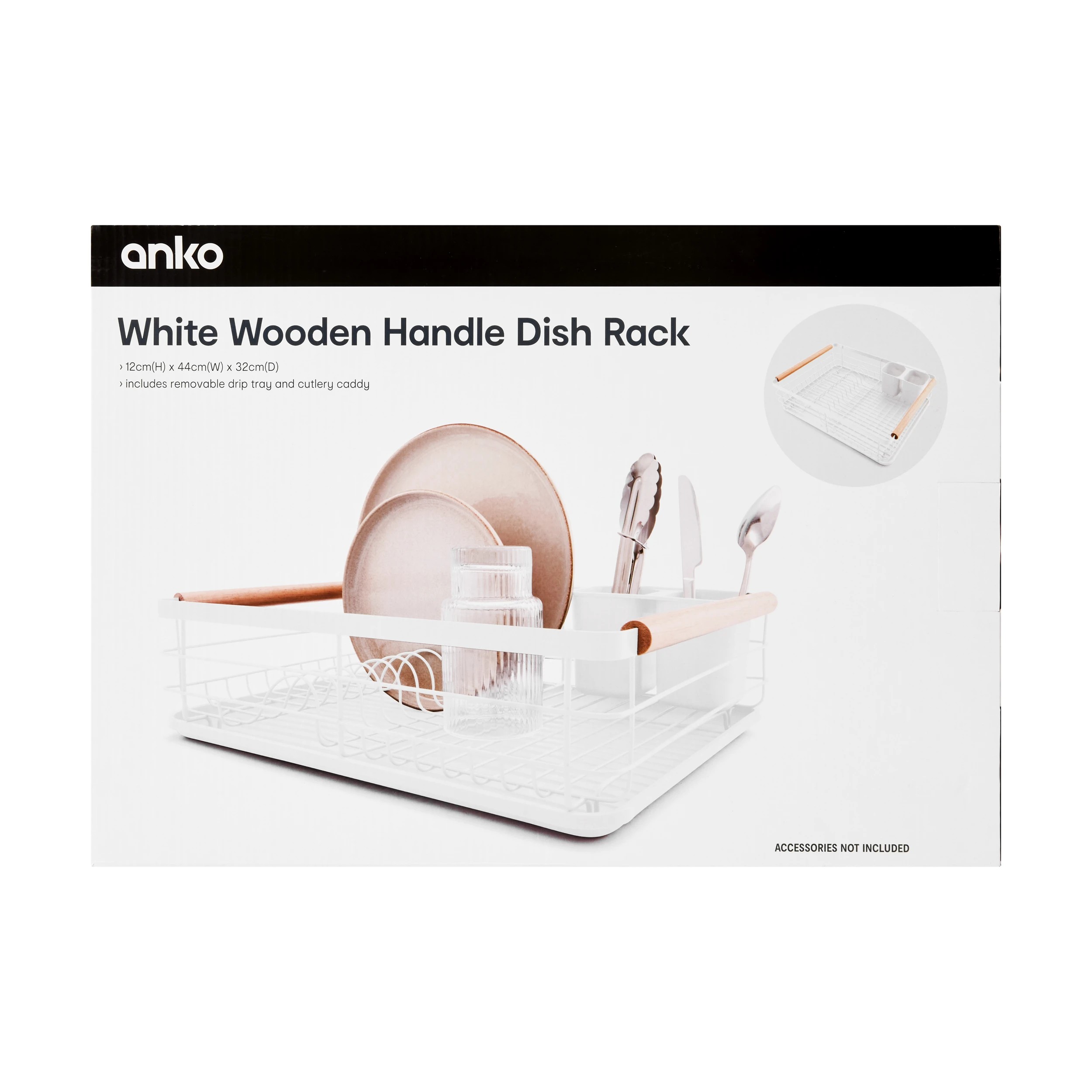 6 White Wooden Handle Dish Rack, 6 of 6