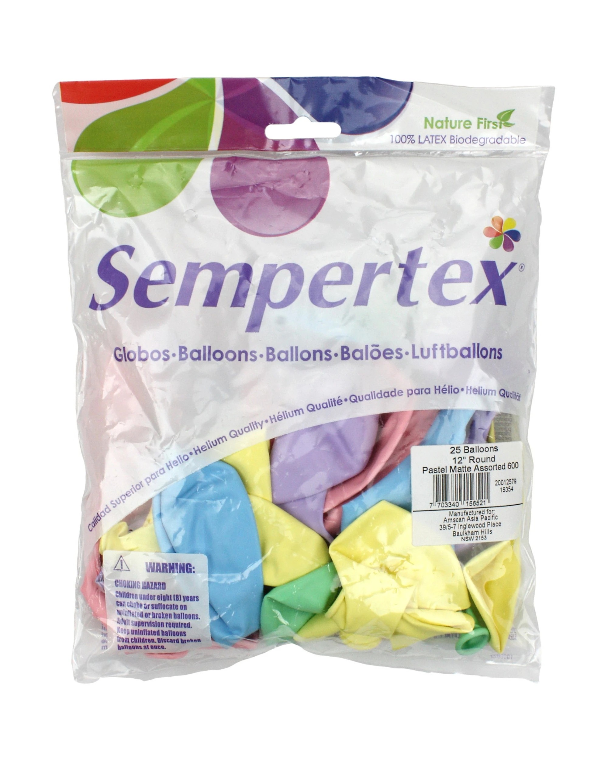 2 Sempertex Sempertex Pastel Matte Balloons 30cm Pack of 25 - Pastel Assorted, 2 of 2