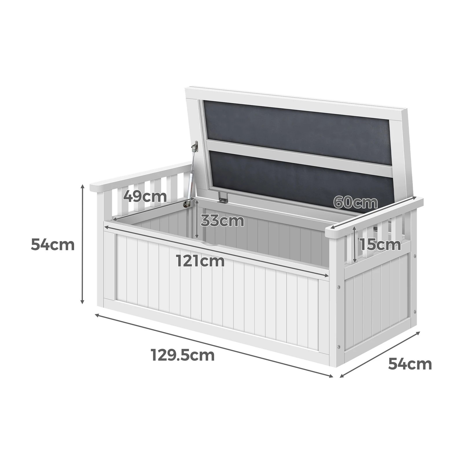 4 Alfordson Outdoor Storage Box Wooden Garden Bench Chest Tool Sheds XL - White, 4 of 9