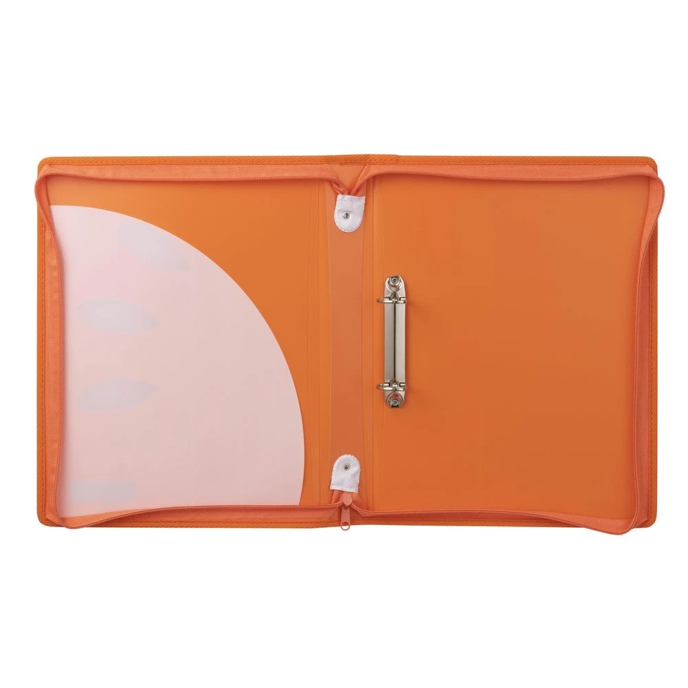 2 ColourHide A4 Zipper Binder 2-D Ring 25mm Tangerine Orange, 2 of 2