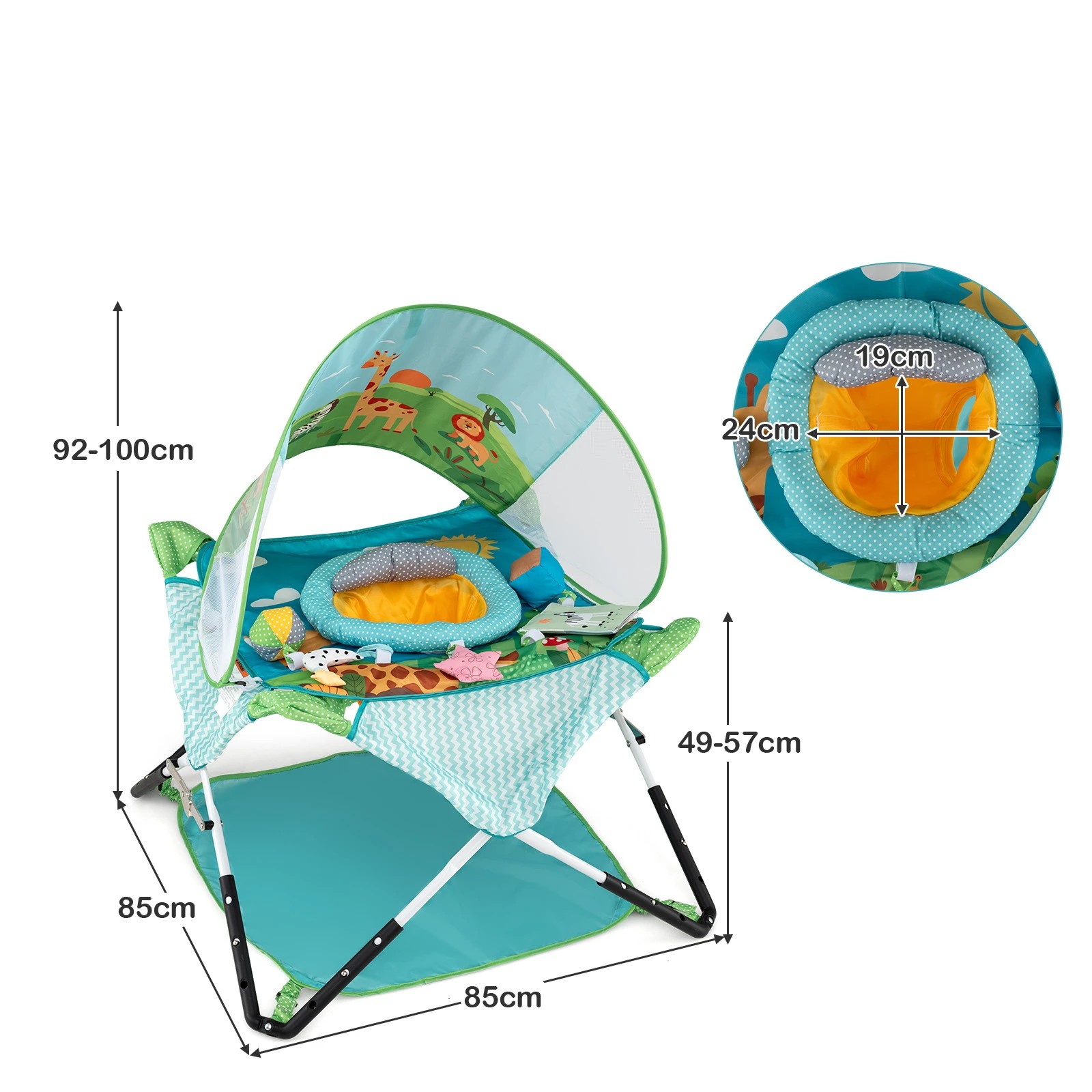 2 Costway Foldable Baby Jumper Chair Portable Activity Center w/5 Toys & Carry Bag - Blue, 2 of 4