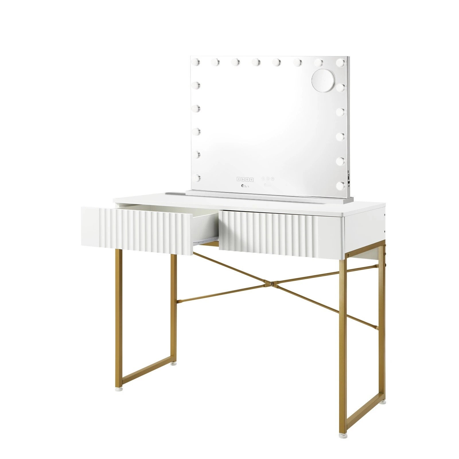 1 Oikiture Dressing Table Bluetooth Makeup Mirror 18 LED Light Vanity Mirror - White, 1 of 8