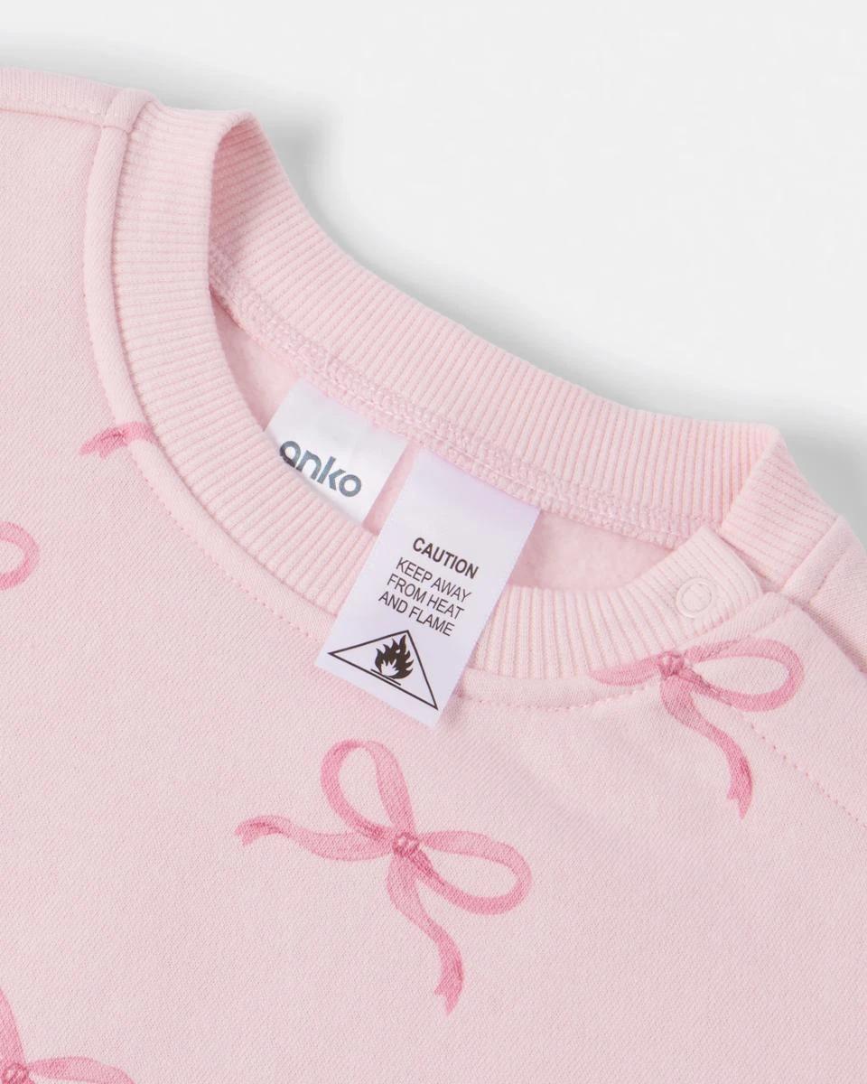 3 Australian Cotton Fleece Coverall Pink Bows, 3 of 4